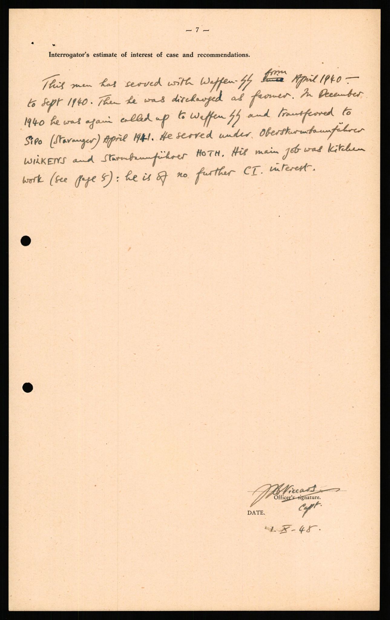 Forsvaret, Forsvarets overkommando II, AV/RA-RAFA-3915/D/Db/L0026: CI Questionaires. Tyske okkupasjonsstyrker i Norge. Tyskere., 1945-1946, p. 355