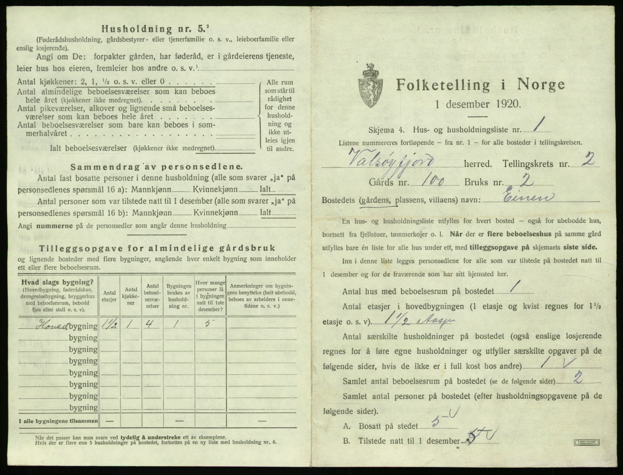 SAT, 1920 census for Valsøyfjord, 1920, p. 81