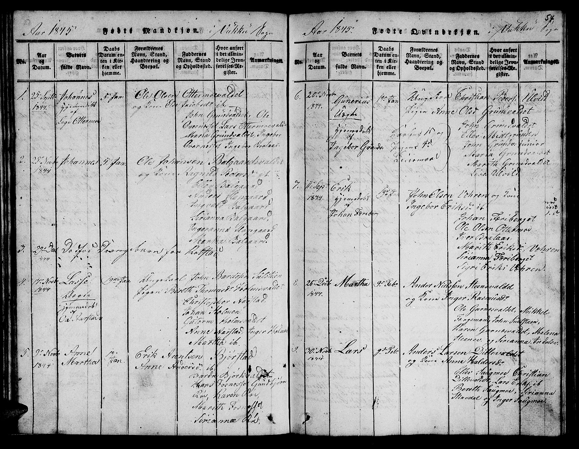 Ministerialprotokoller, klokkerbøker og fødselsregistre - Nord-Trøndelag, SAT/A-1458/723/L0251: Parish register (copy) no. 723C01 /2, 1843-1845, p. 54