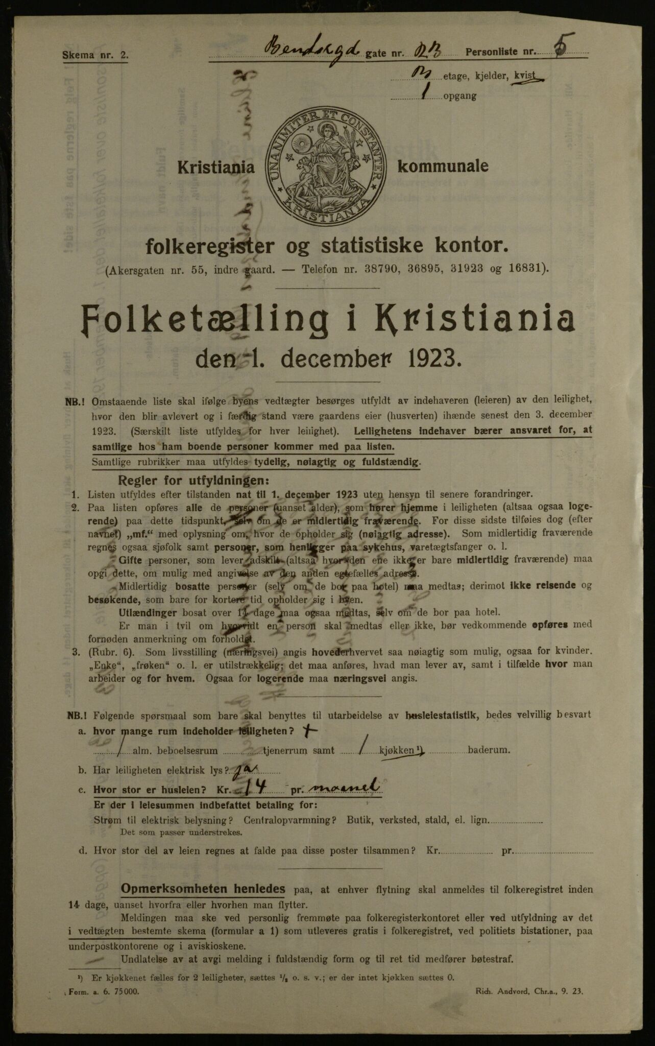 OBA, Municipal Census 1923 for Kristiania, 1923, p. 4521