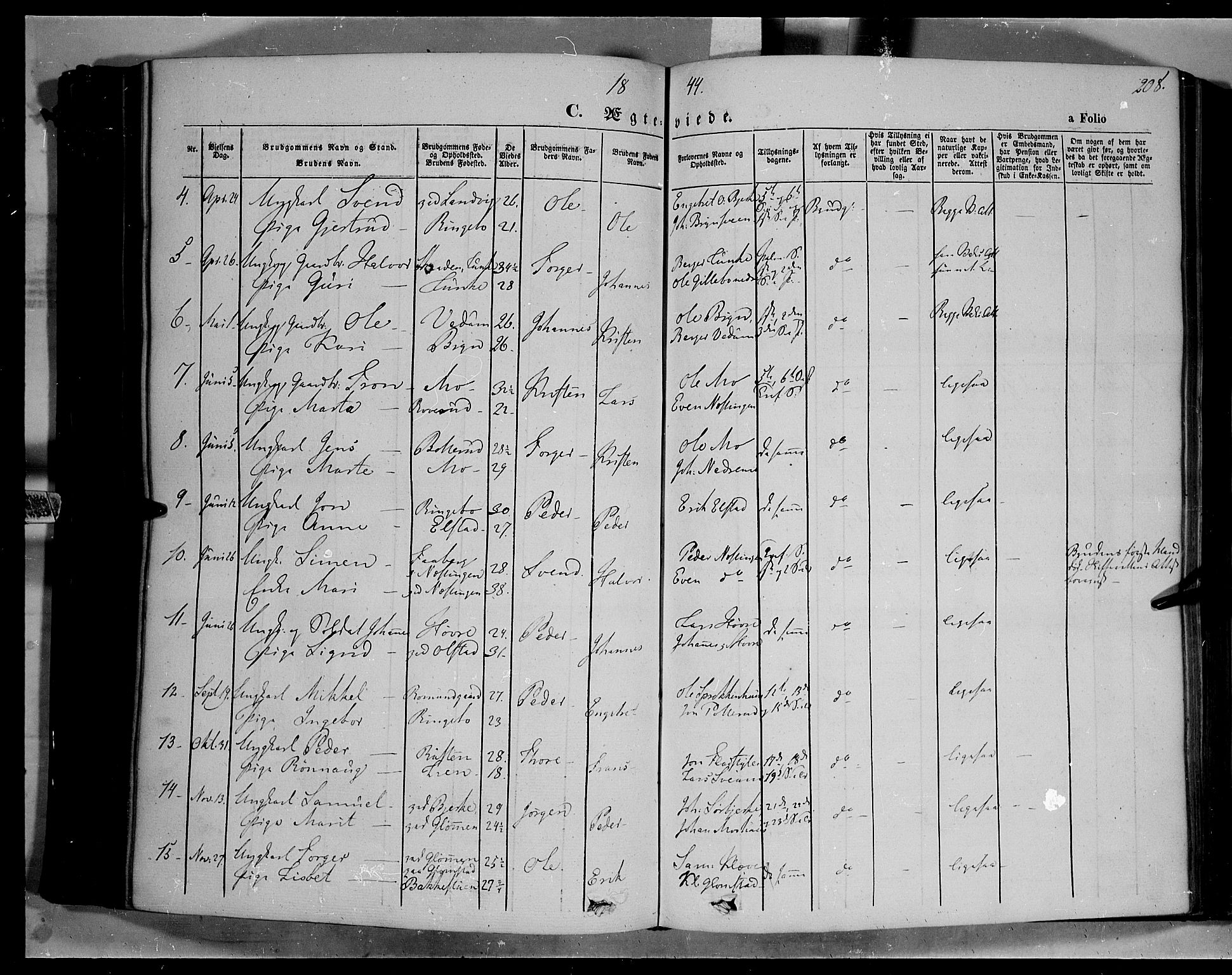Øyer prestekontor, SAH/PREST-084/H/Ha/Haa/L0005: Parish register (official) no. 5, 1842-1857, p. 208