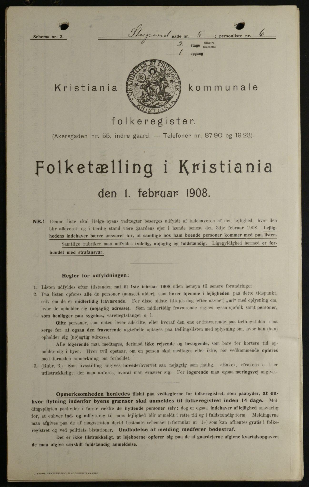 OBA, Municipal Census 1908 for Kristiania, 1908, p. 94031