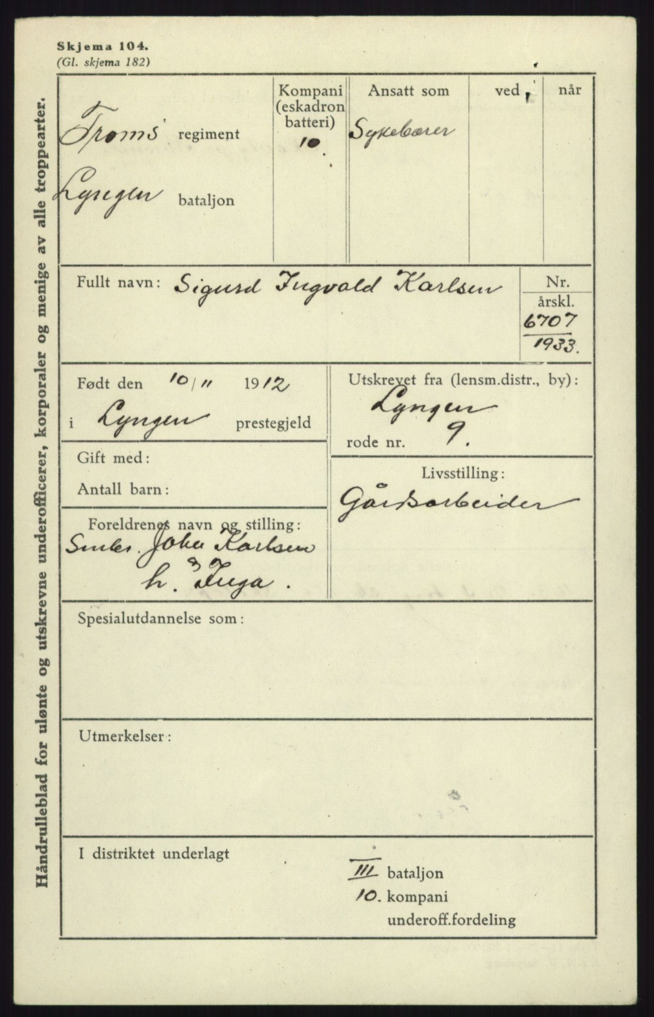 Forsvaret, Troms infanteriregiment nr. 16, AV/RA-RAFA-3146/P/Pa/L0017: Rulleblad for regimentets menige mannskaper, årsklasse 1933, 1933, p. 705