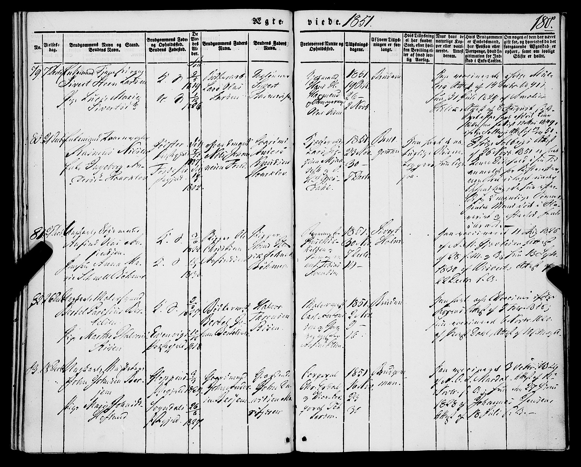 Korskirken sokneprestembete, AV/SAB-A-76101/H/Haa/L0034: Parish register (official) no. D 1, 1832-1852, p. 180