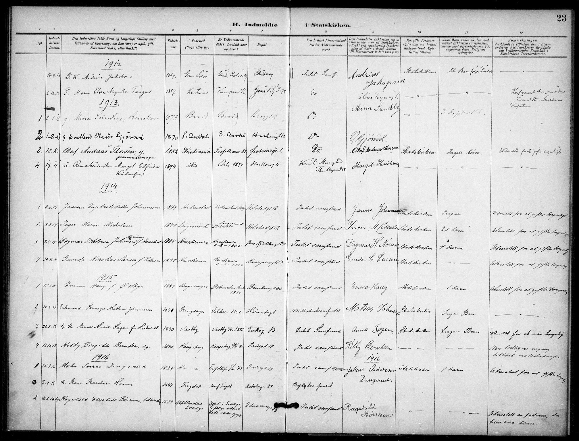 Kampen prestekontor Kirkebøker, SAO/A-10853/F/Fb/L0003: Parish register (official) no. II 3, 1896-1936, p. 23