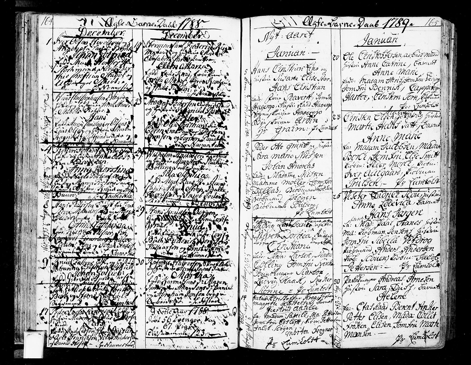 Oslo domkirke Kirkebøker, SAO/A-10752/F/Fa/L0005: Parish register (official) no. 5, 1787-1806, p. 164-165