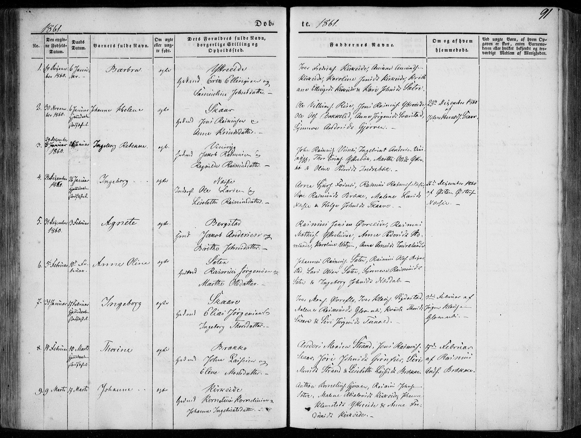 Stryn Sokneprestembete, SAB/A-82501: Parish register (official) no. A 2, 1844-1861, p. 91