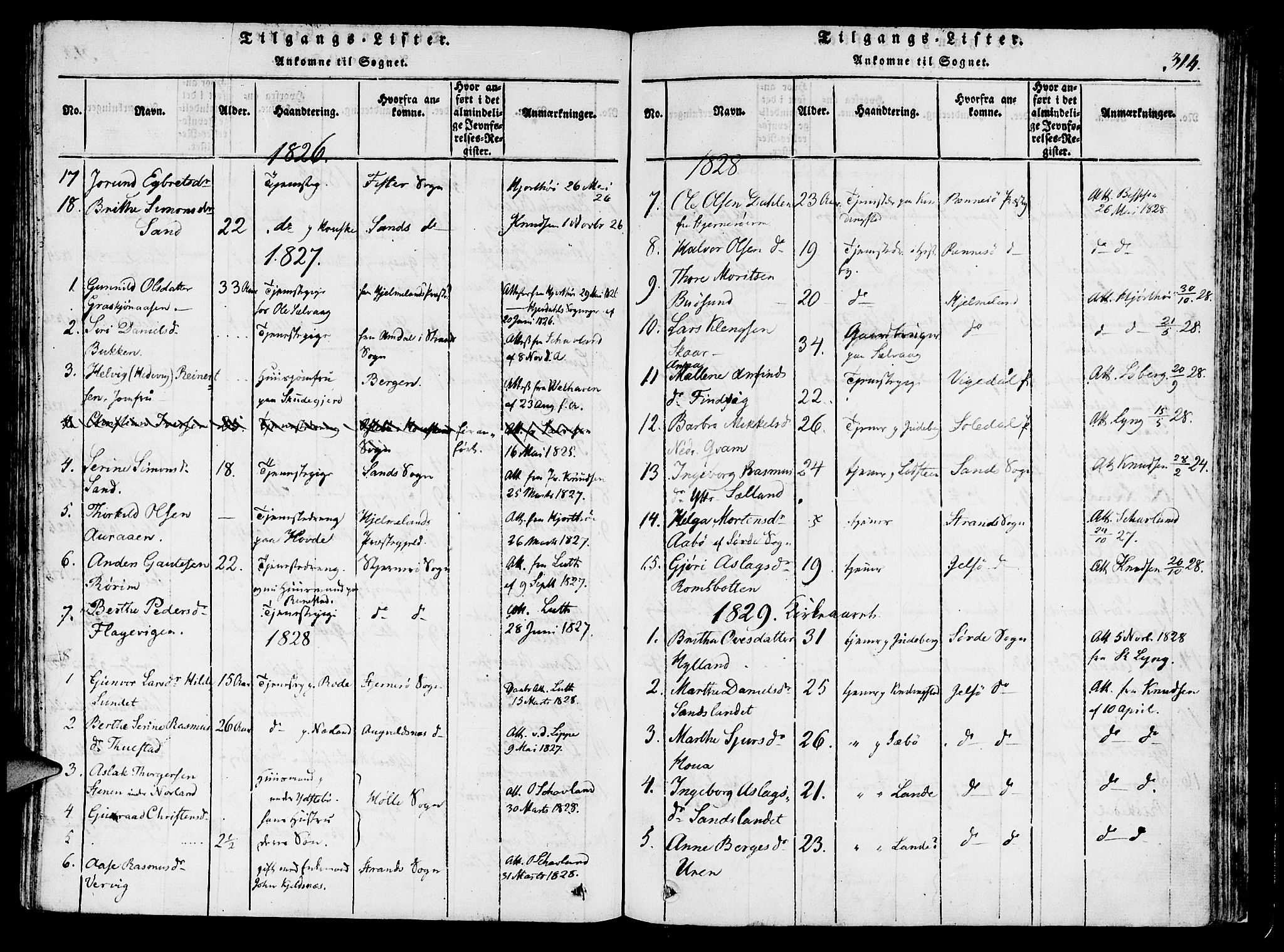 Finnøy sokneprestkontor, AV/SAST-A-101825/H/Ha/Haa/L0006: Parish register (official) no. A 6, 1816-1846, p. 314