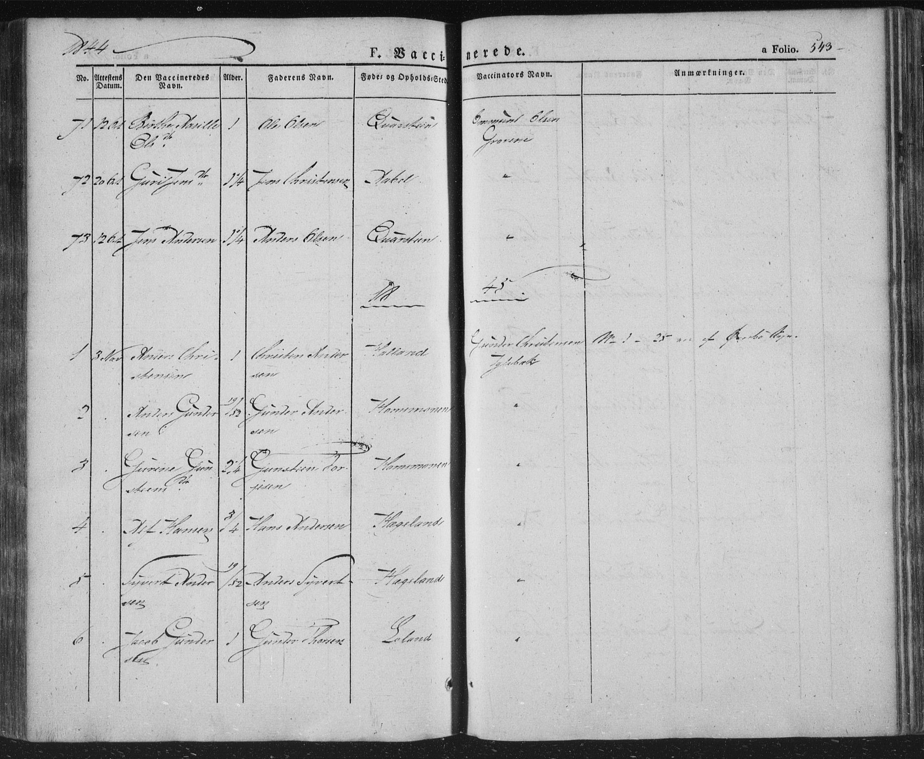 Vennesla sokneprestkontor, AV/SAK-1111-0045/Fa/Fac/L0004: Parish register (official) no. A 4, 1834-1855, p. 543