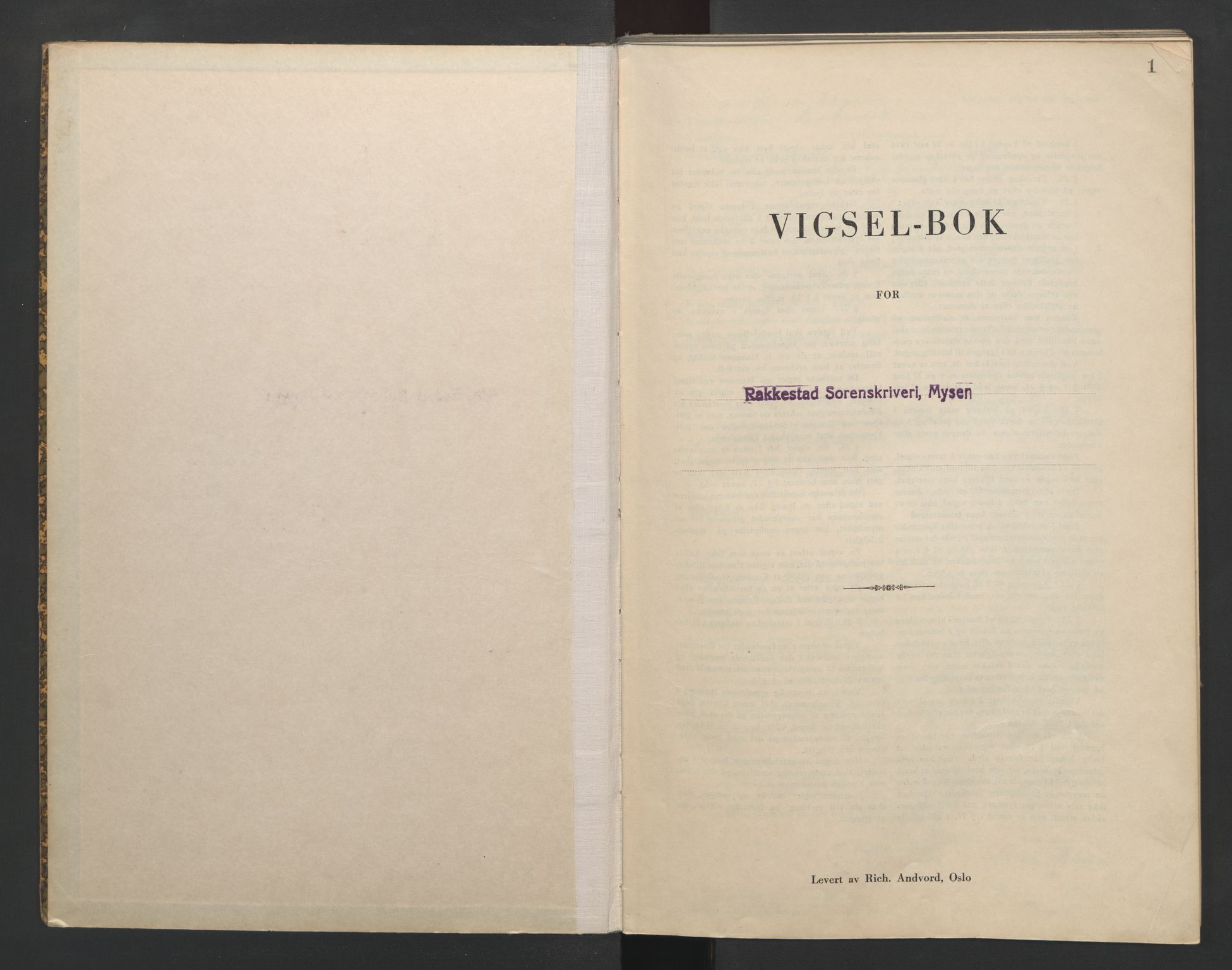 Rakkestad sorenskriveri, SAO/A-10686/L/Lc/Lca/L0003: Vigselbøker, 1943-1944, p. 1