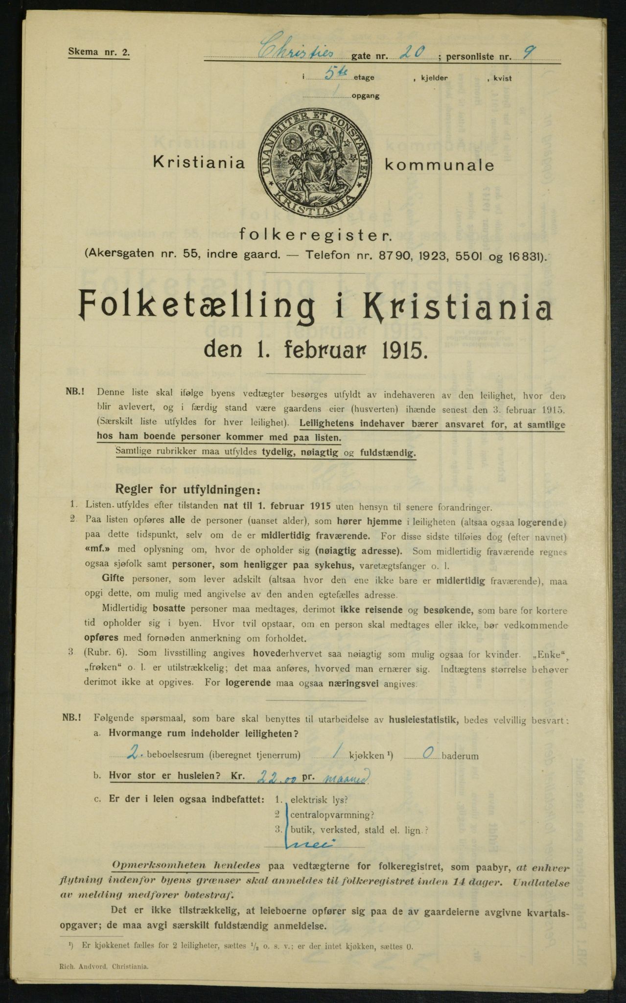 OBA, Municipal Census 1915 for Kristiania, 1915, p. 12352