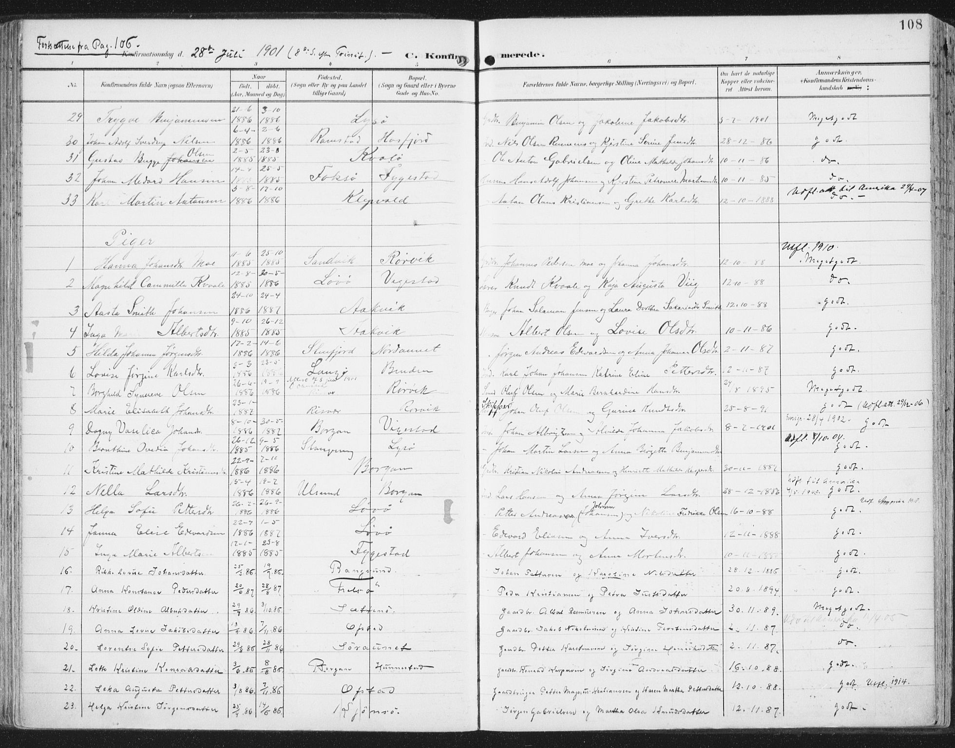 Ministerialprotokoller, klokkerbøker og fødselsregistre - Nord-Trøndelag, SAT/A-1458/786/L0688: Parish register (official) no. 786A04, 1899-1912, p. 108