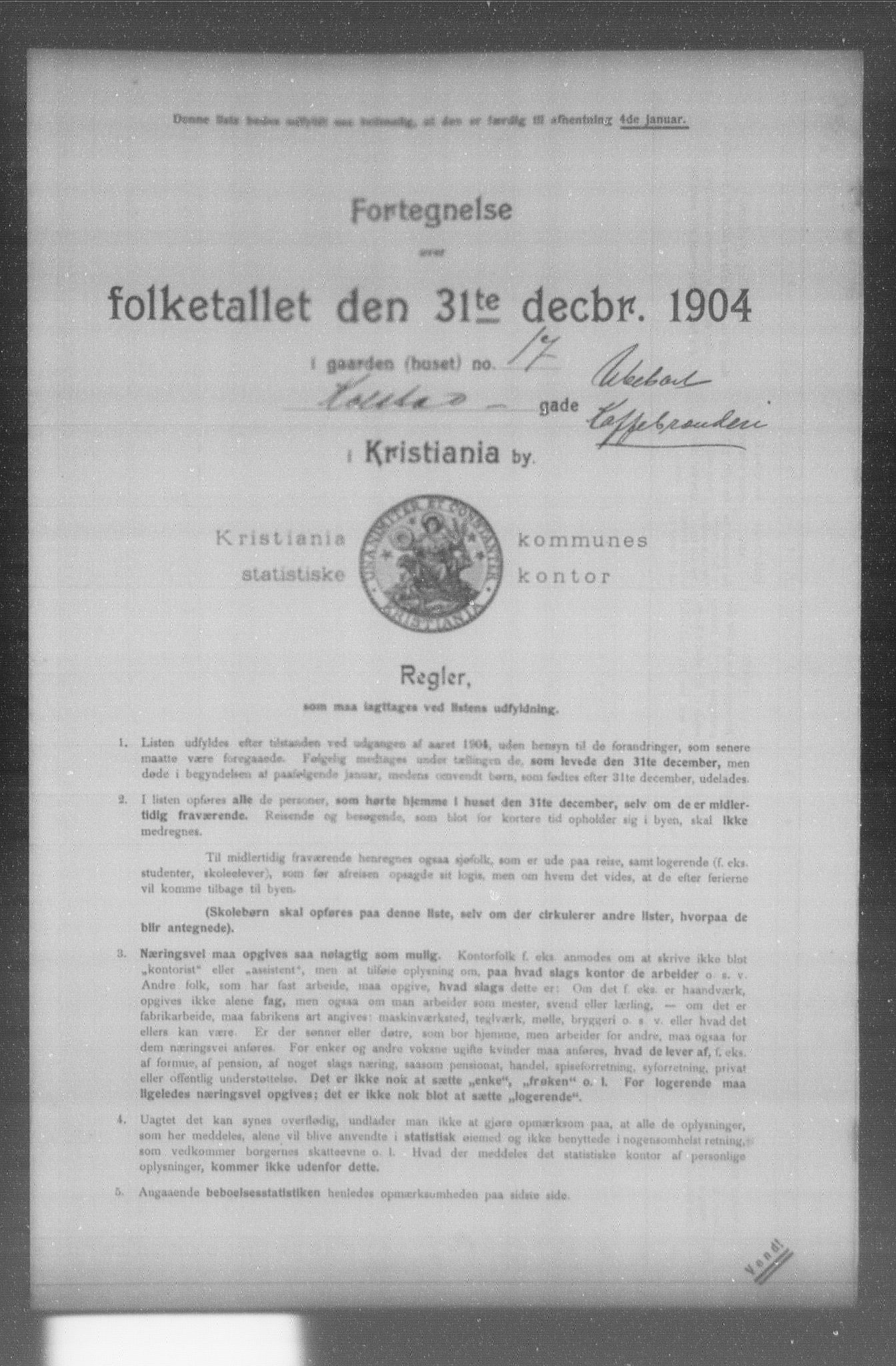 OBA, Municipal Census 1904 for Kristiania, 1904, p. 10039