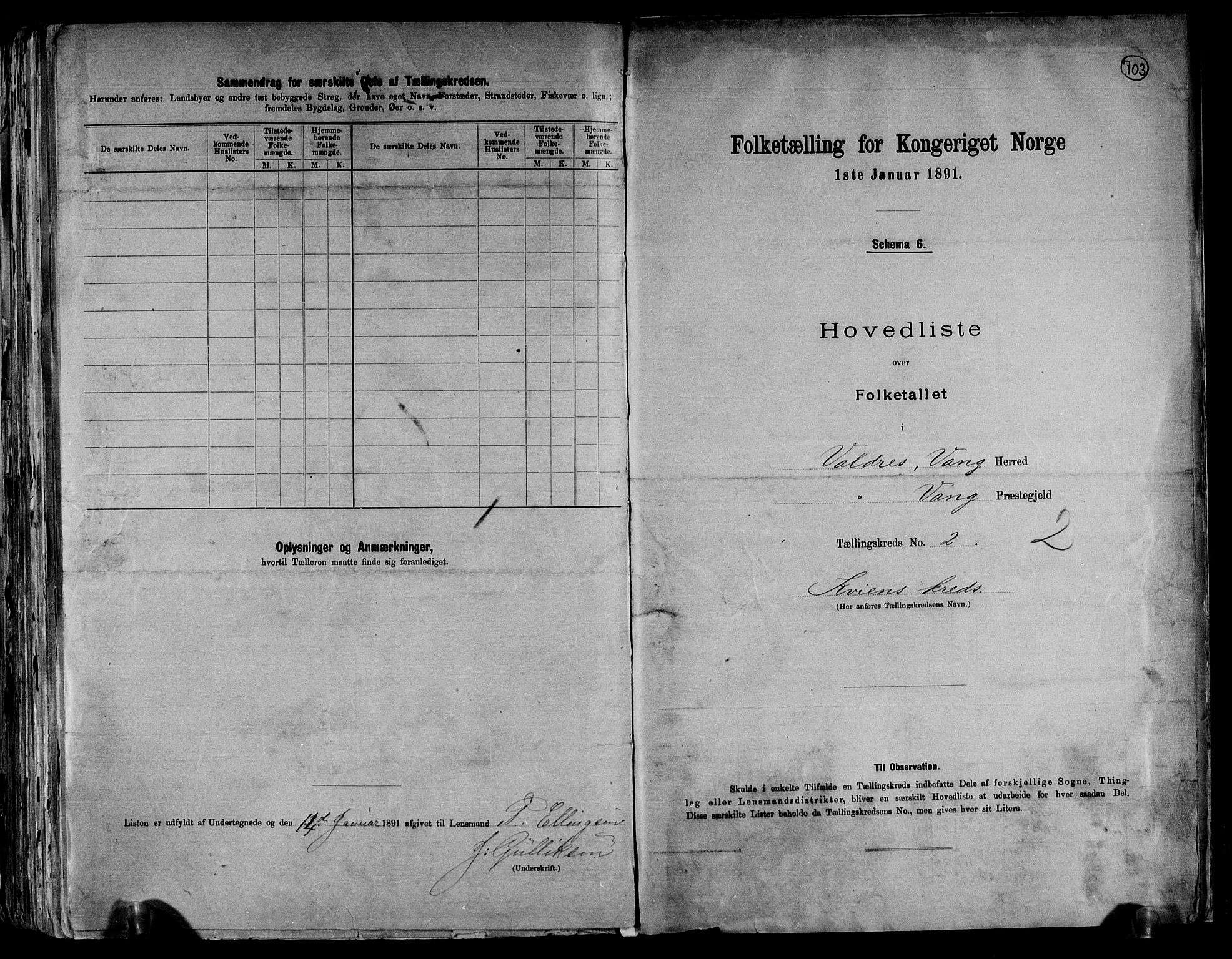 RA, 1891 census for 0545 Vang, 1891, p. 7