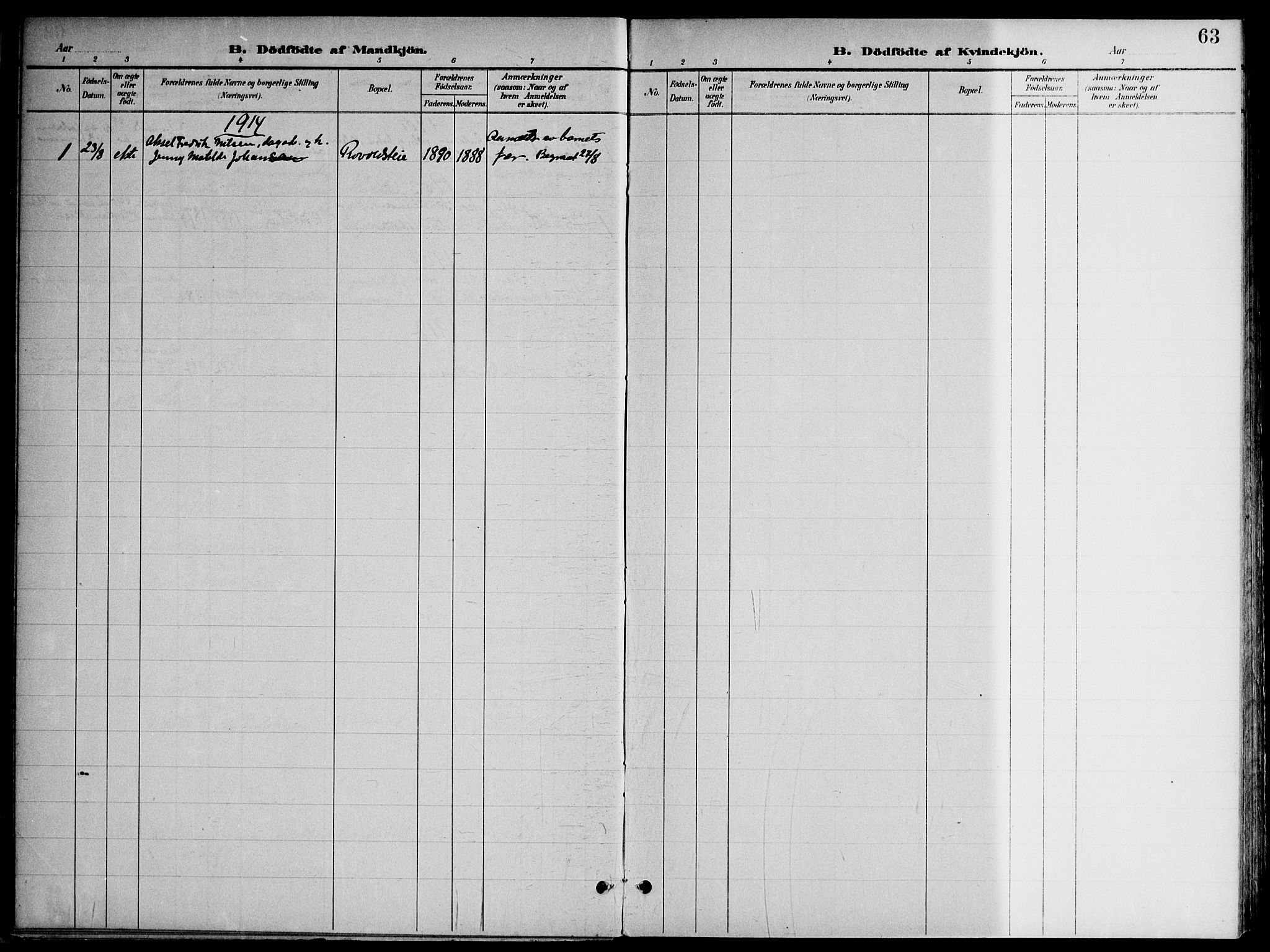 Nannestad prestekontor Kirkebøker, SAO/A-10414a/G/Gb/L0001: Parish register (copy) no. II 1, 1901-1917, p. 63