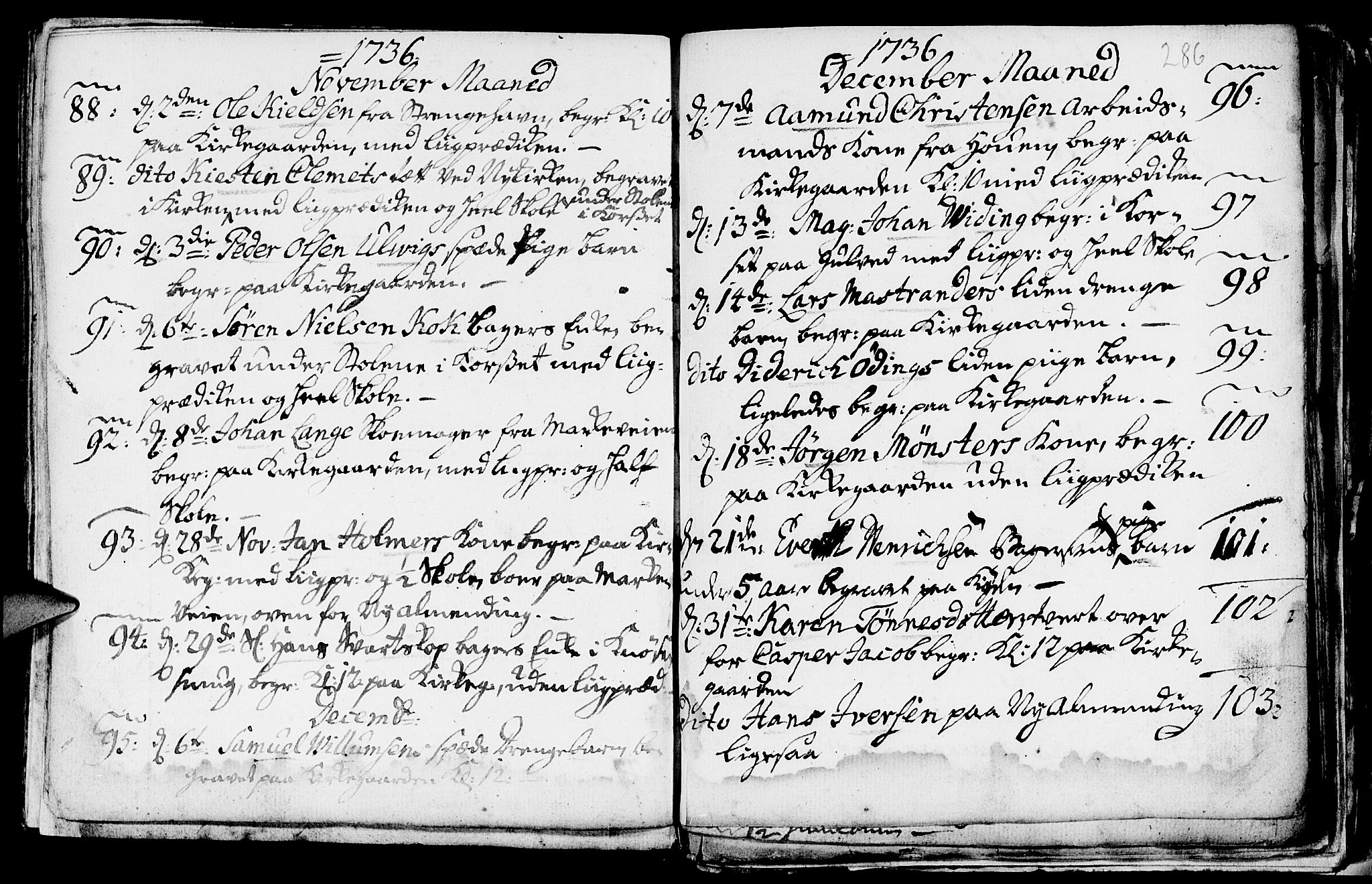 Nykirken Sokneprestembete, SAB/A-77101/H/Haa/L0009: Parish register (official) no. A 9, 1689-1759, p. 286