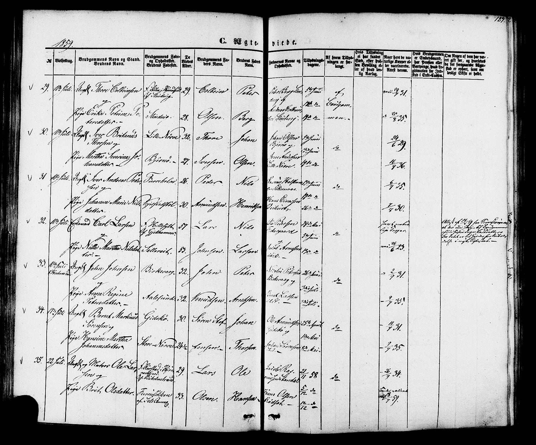 Ministerialprotokoller, klokkerbøker og fødselsregistre - Møre og Romsdal, AV/SAT-A-1454/528/L0398: Parish register (official) no. 528A09, 1858-1864, p. 129