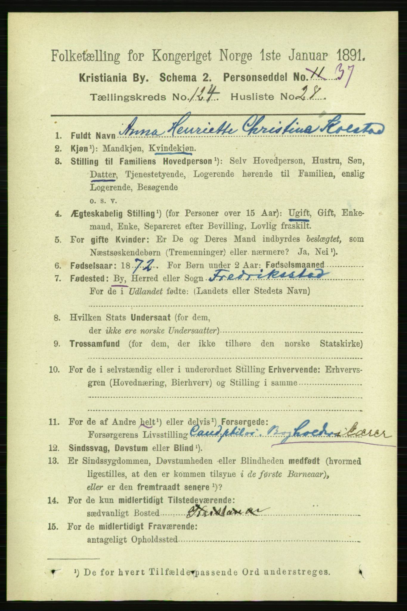 RA, 1891 census for 0301 Kristiania, 1891, p. 66070