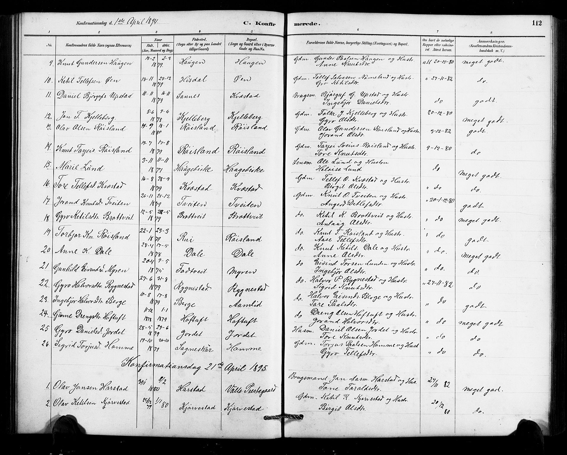 Valle sokneprestkontor, SAK/1111-0044/F/Fb/Fbc/L0004: Parish register (copy) no. B 4, 1890-1928, p. 112