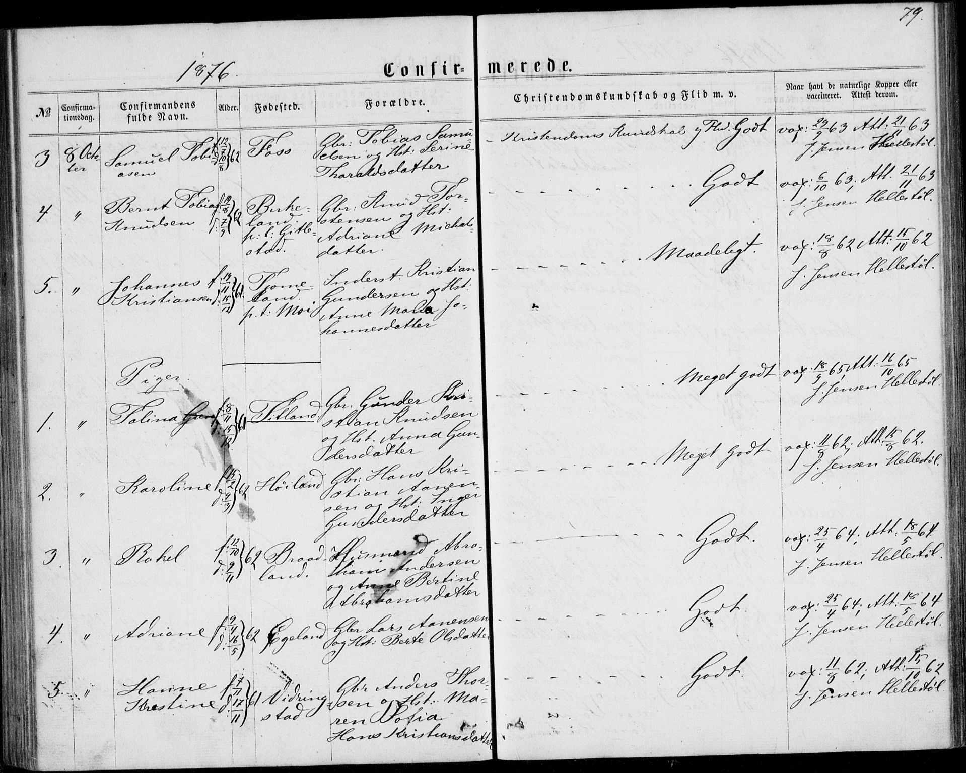 Lyngdal sokneprestkontor, SAK/1111-0029/F/Fa/Fab/L0002: Parish register (official) no. A 2, 1861-1878, p. 79