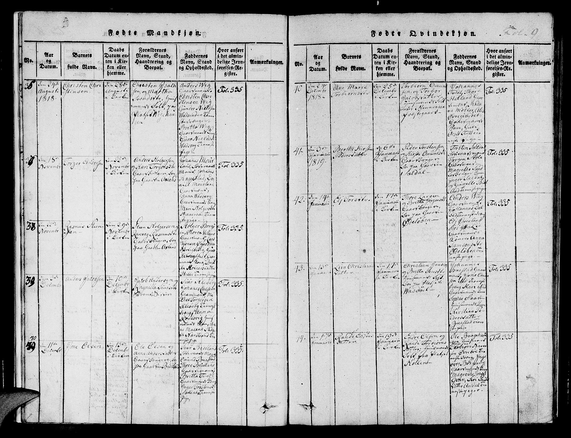 Nedstrand sokneprestkontor, SAST/A-101841/01/IV: Parish register (official) no. A 6, 1816-1838, p. 9