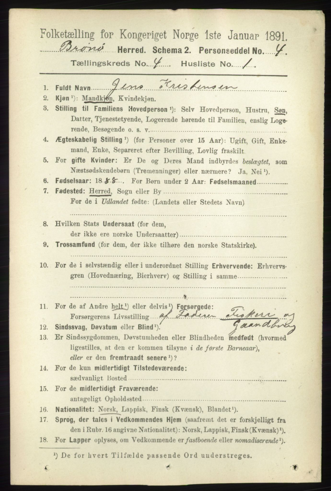 RA, 1891 census for 1814 Brønnøy, 1891, p. 2015