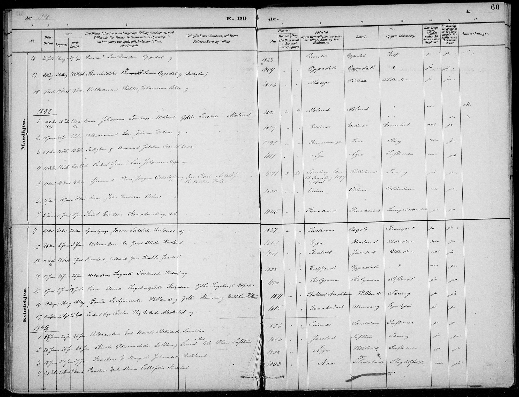 Ullensvang sokneprestembete, AV/SAB-A-78701/H/Haa: Parish register (official) no. B  3, 1882-1911, p. 60