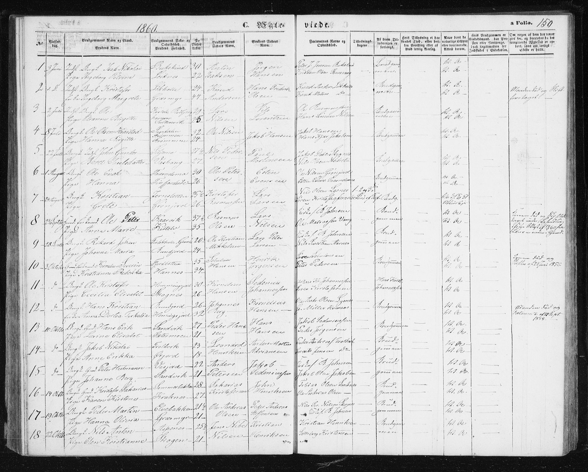 Lenvik sokneprestembete, SATØ/S-1310/H/Ha/Hab/L0004klokker: Parish register (copy) no. 4, 1859-1869, p. 150