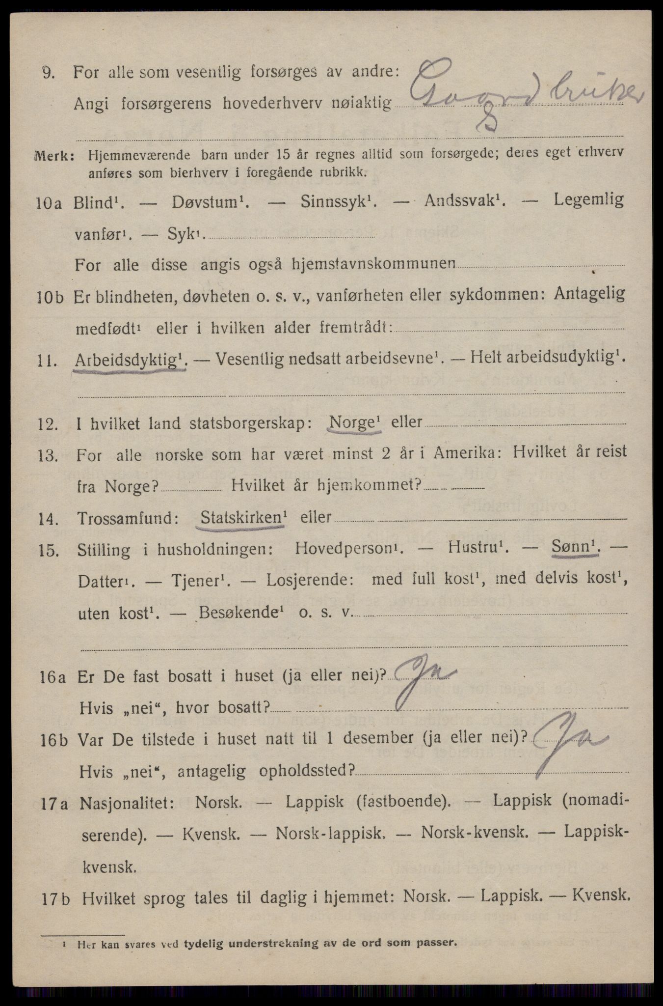 SAT, 1920 census for Flakstad, 1920, p. 1234