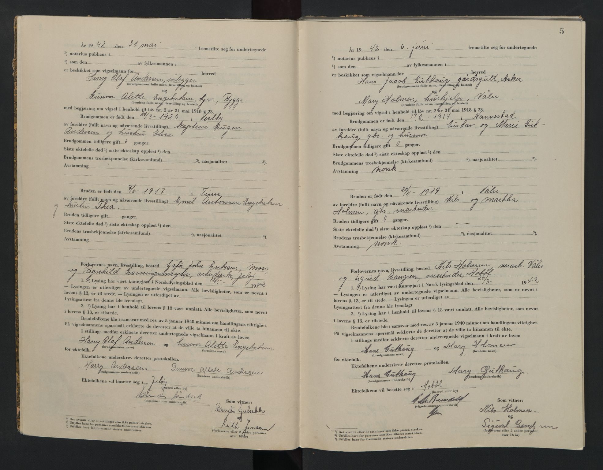 Moss sorenskriveri, AV/SAO-A-10168, 1942-1943, p. 5