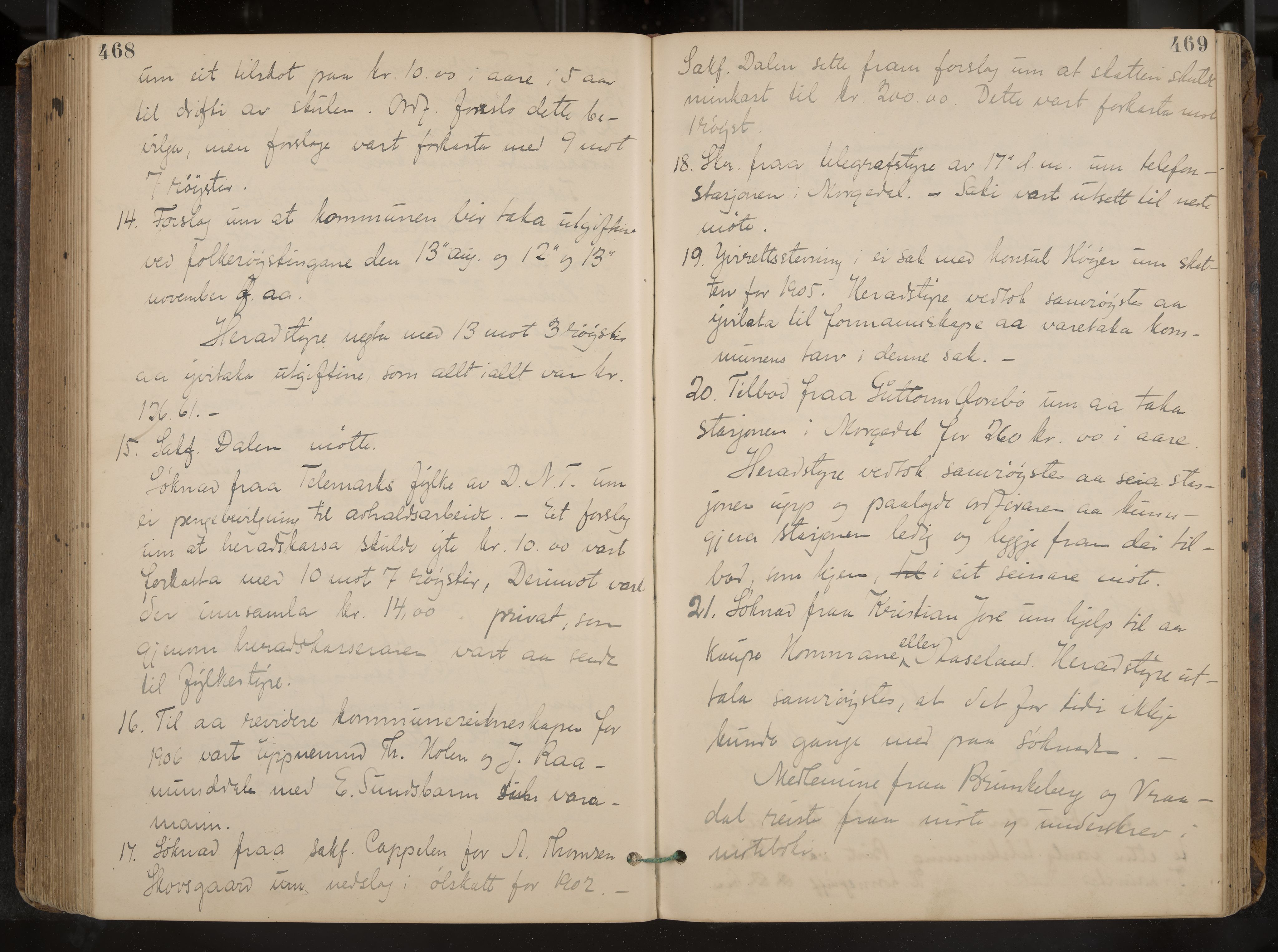 Kviteseid formannskap og sentraladministrasjon, IKAK/0829021/A/Aa/L0004: Møtebok, 1896-1911, p. 468-469