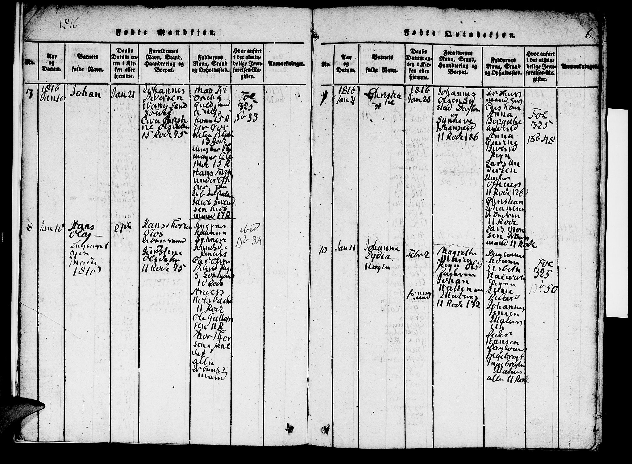 Domkirken sokneprestembete, AV/SAB-A-74801/H/Hab/L0001: Parish register (copy) no. A 1, 1816-1821, p. 6