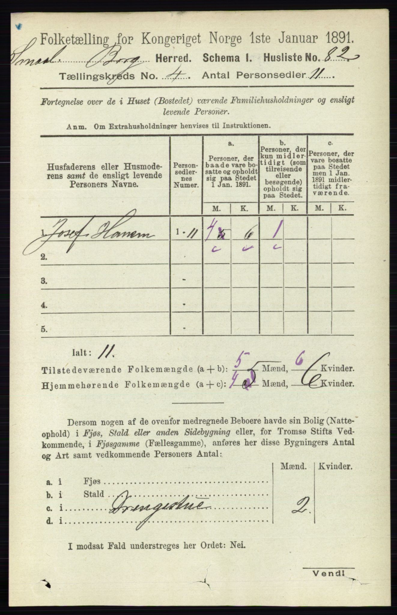 RA, 1891 census for 0116 Berg, 1891, p. 2806