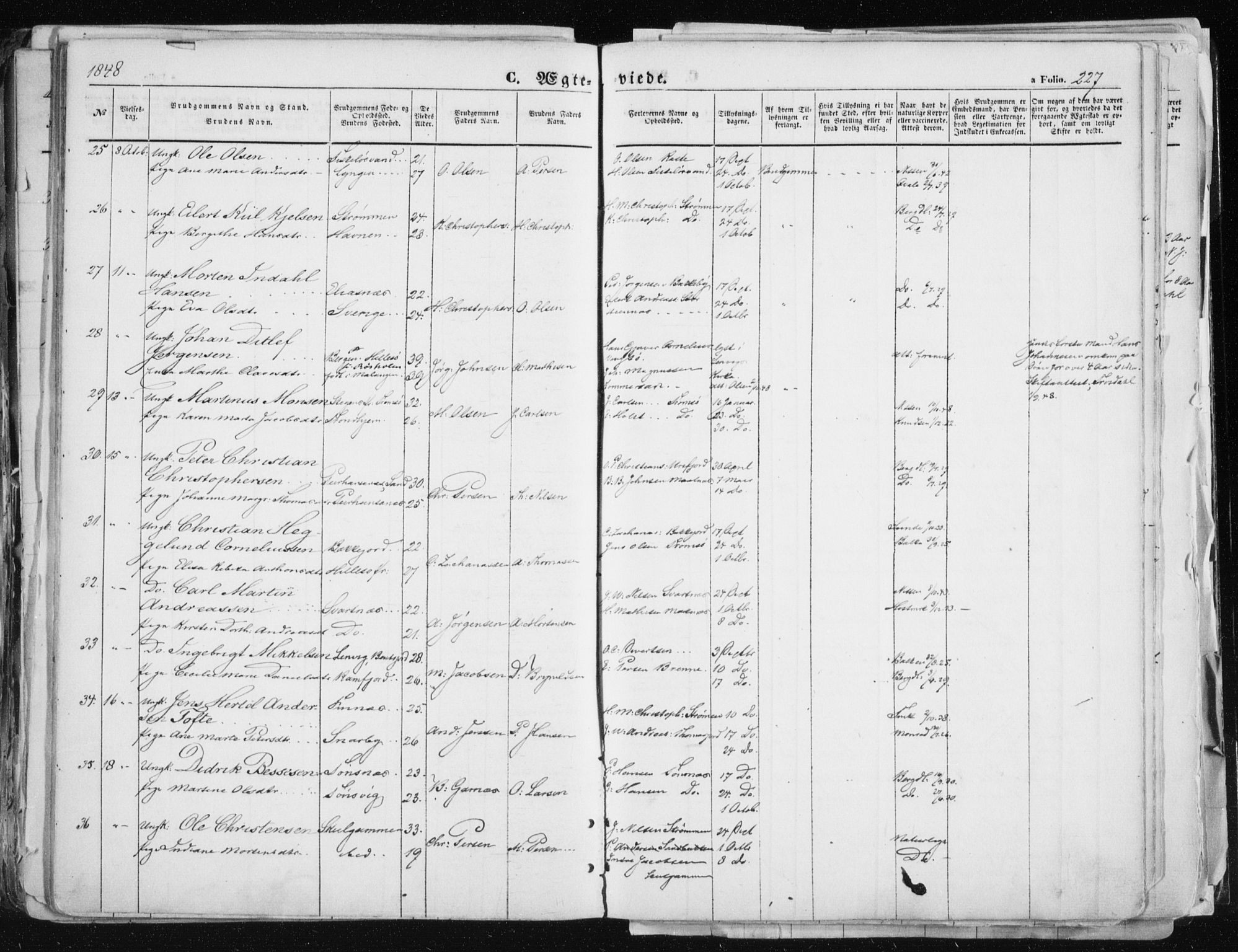 Tromsø sokneprestkontor/stiftsprosti/domprosti, SATØ/S-1343/G/Ga/L0010kirke: Parish register (official) no. 10, 1848-1855, p. 227