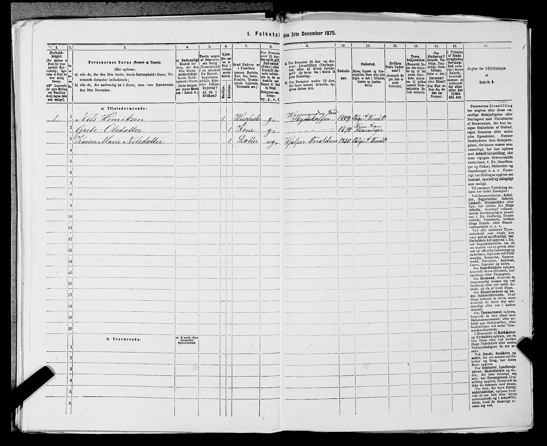 SAST, 1875 census for 1141P Finnøy, 1875, p. 604