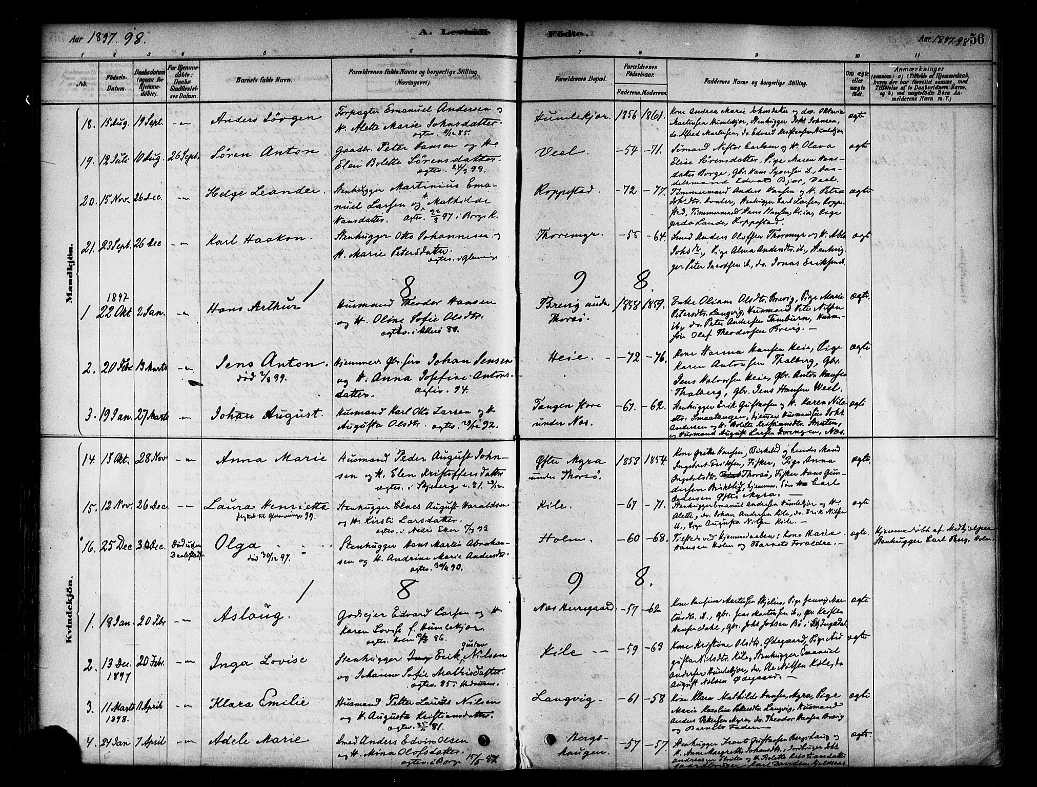 Borge prestekontor Kirkebøker, SAO/A-10903/F/Fb/L0003: Parish register (official) no. II 3, 1878-1902, p. 56