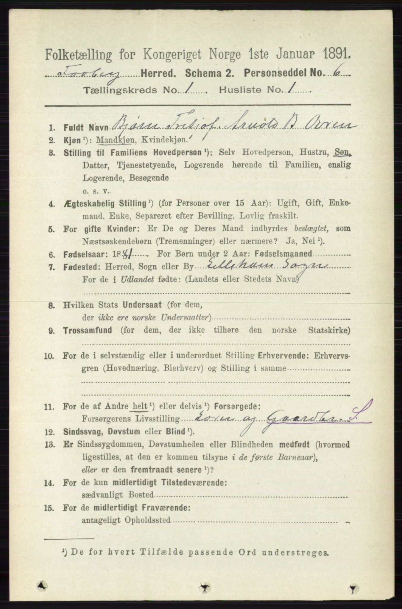 RA, 1891 census for 0524 Fåberg, 1891, p. 123