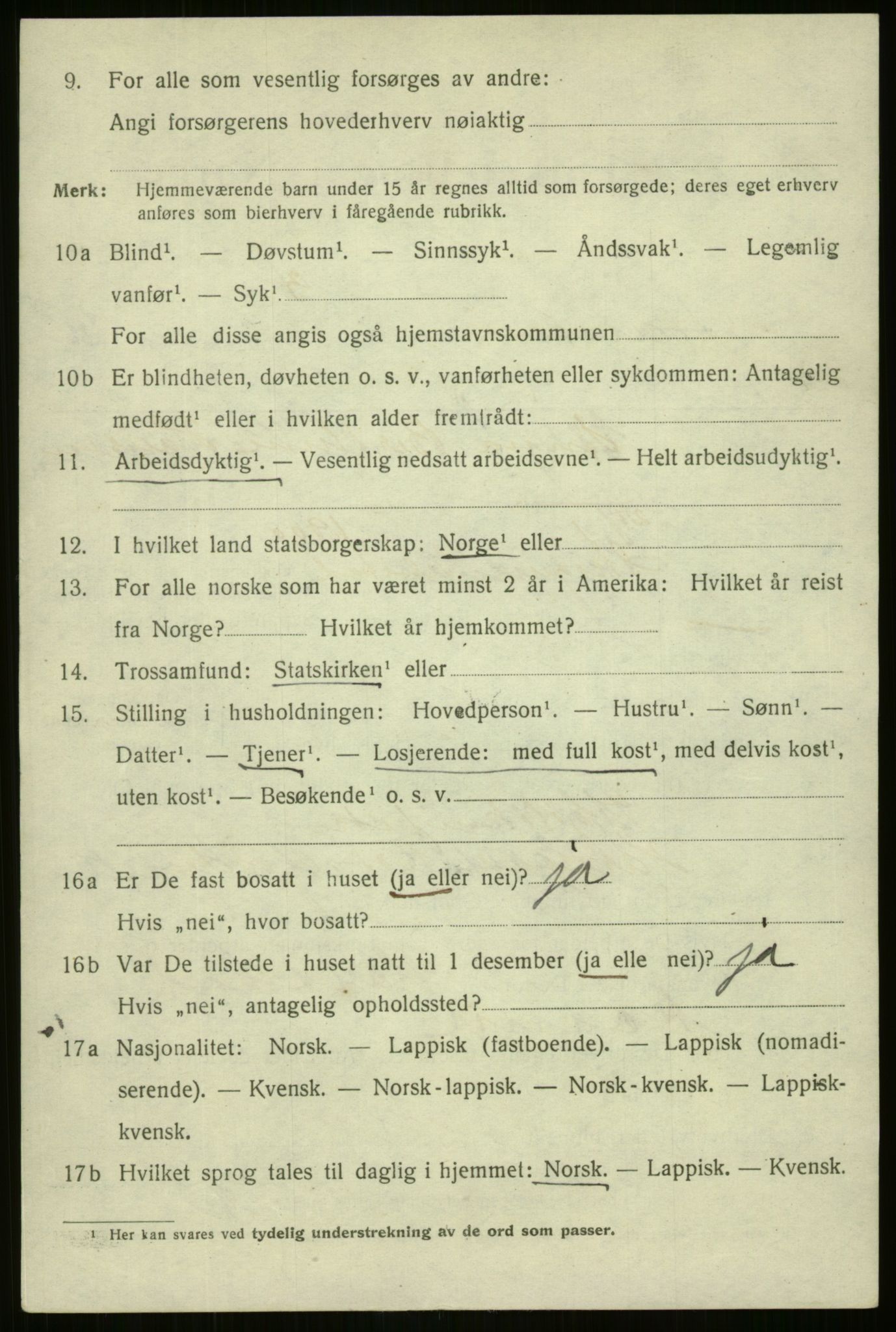 SATØ, 1920 census for Harstad, 1920, p. 2949