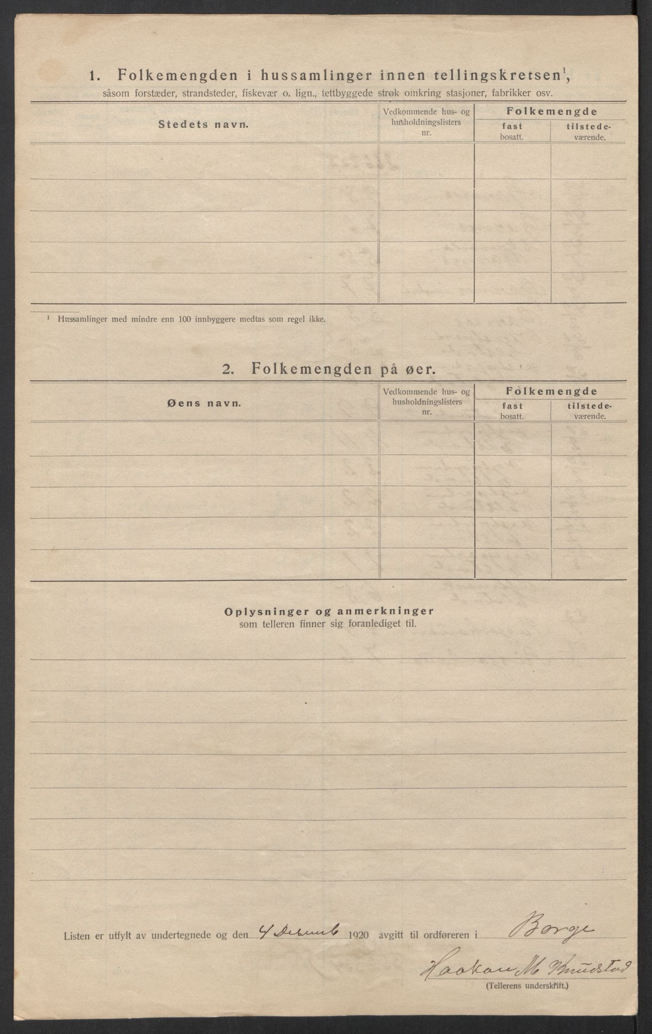 SAT, 1920 census for Borge, 1920, p. 36