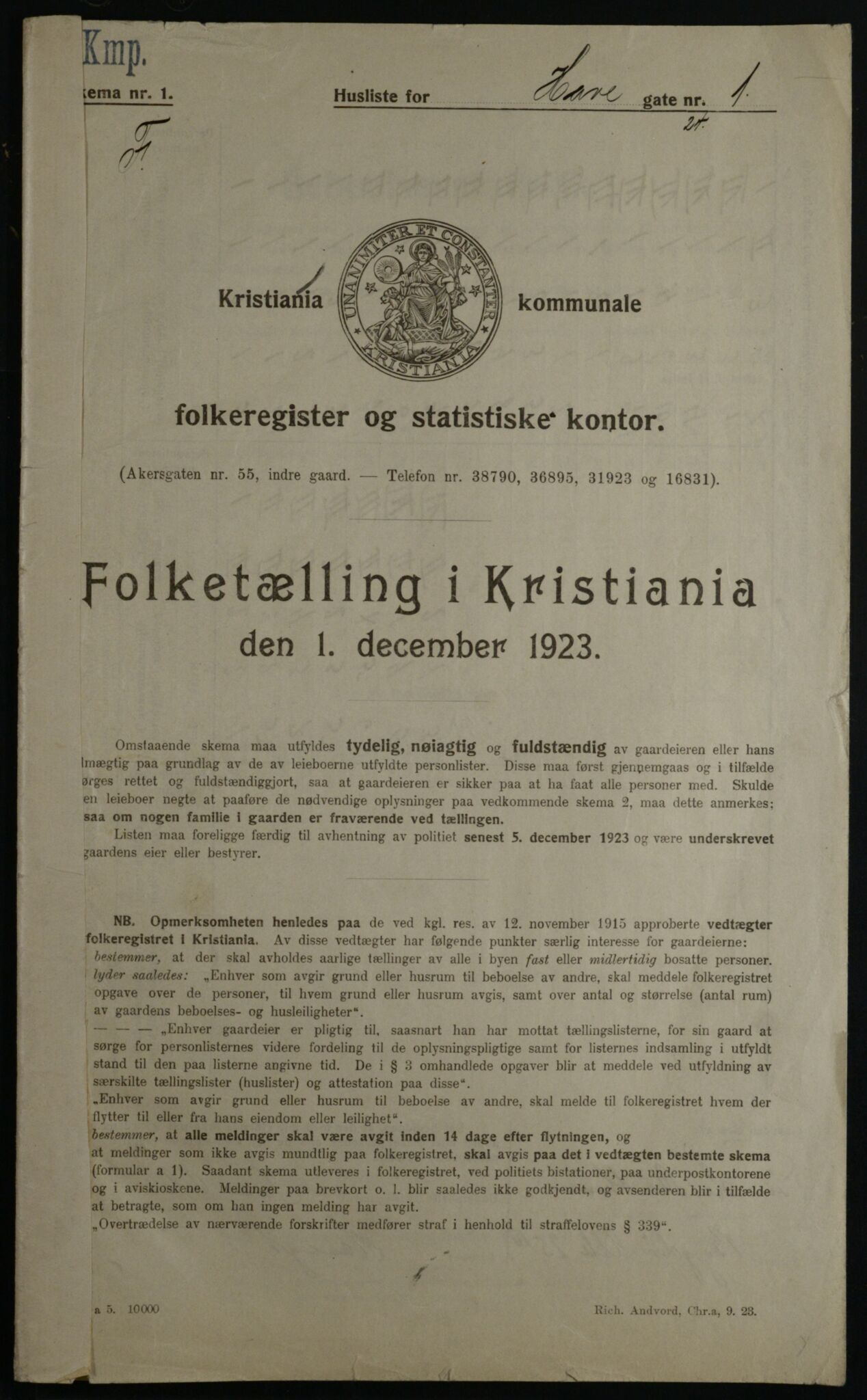 OBA, Municipal Census 1923 for Kristiania, 1923, p. 37343