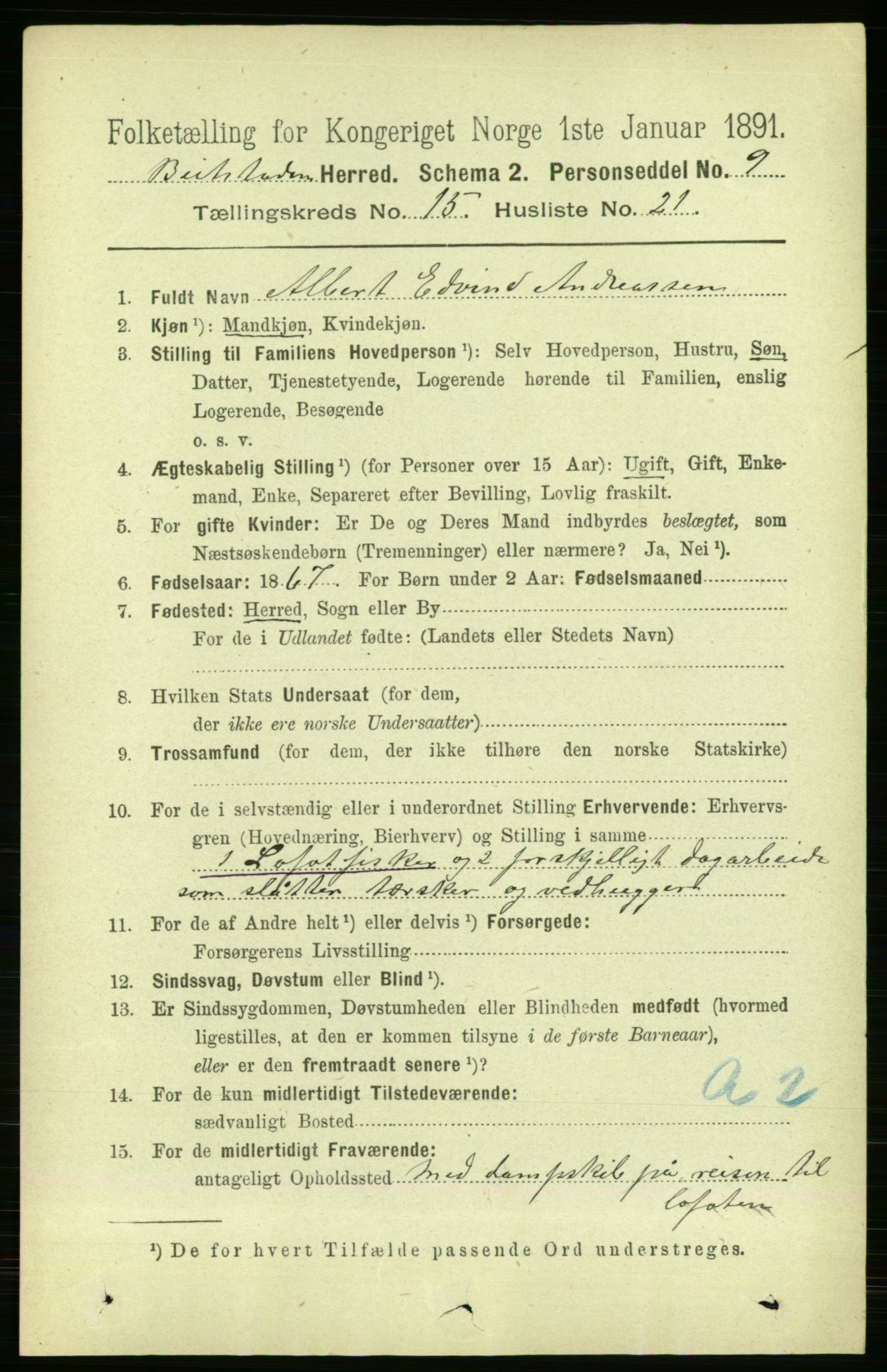 RA, 1891 census for 1727 Beitstad, 1891, p. 4133