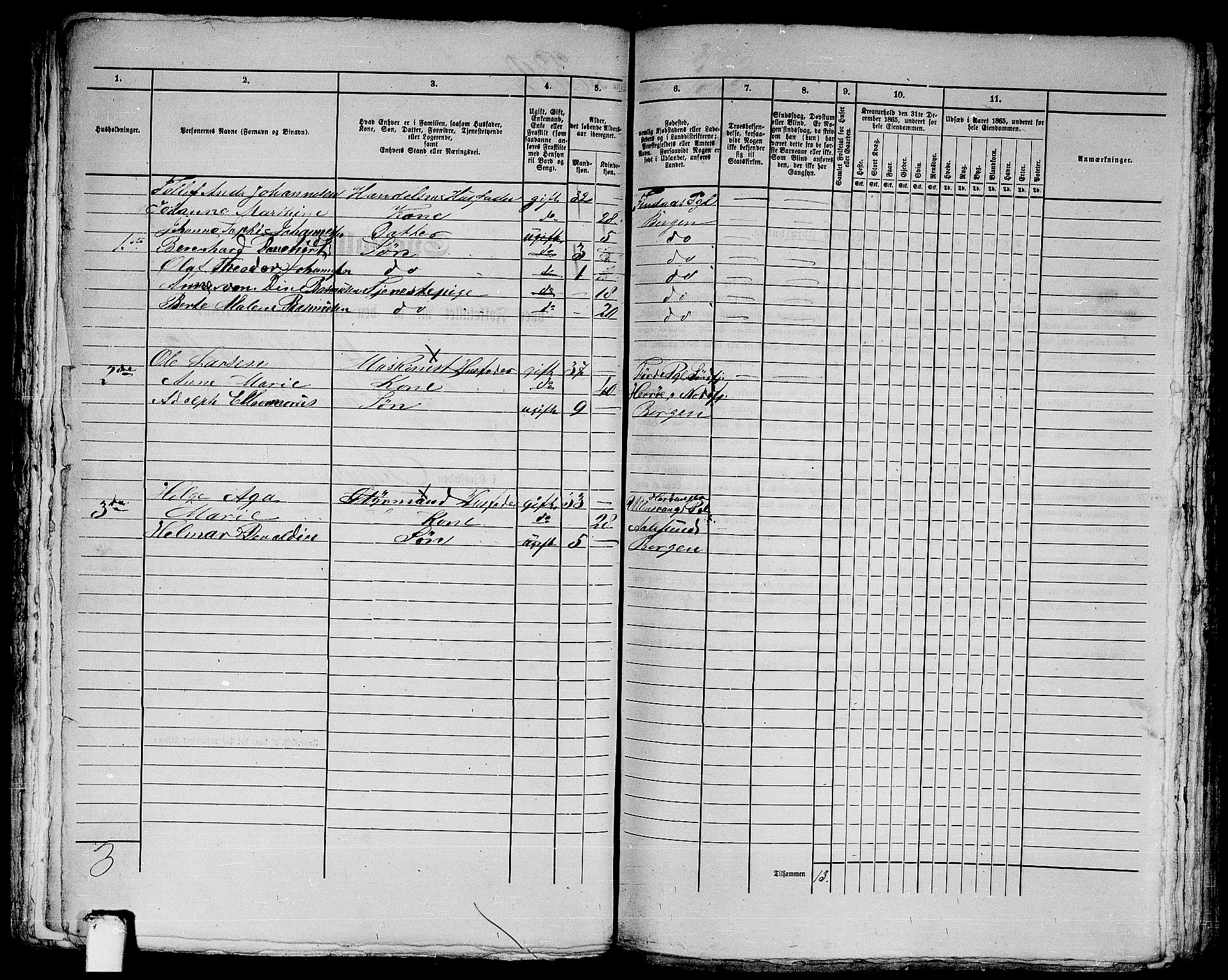 RA, 1865 census for Bergen, 1865, p. 720