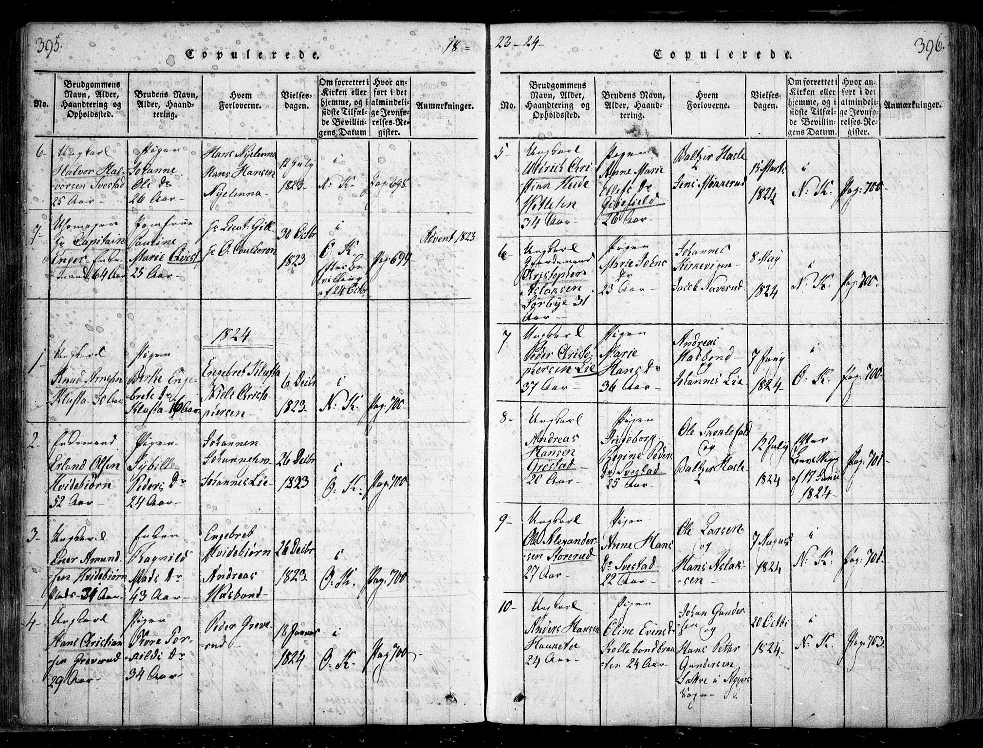 Nesodden prestekontor Kirkebøker, SAO/A-10013/F/Fa/L0006: Parish register (official) no. I 6, 1814-1847, p. 395-396