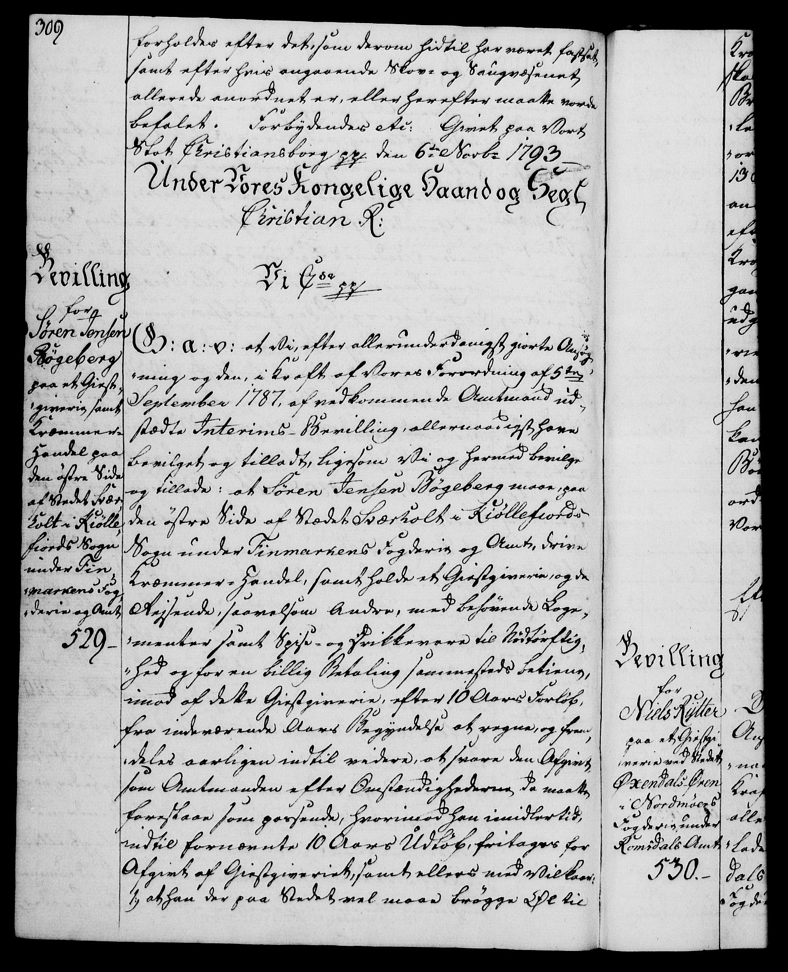 Rentekammeret, Kammerkanselliet, RA/EA-3111/G/Gg/Gga/L0015: Norsk ekspedisjonsprotokoll med register (merket RK 53.15), 1790-1791, p. 309