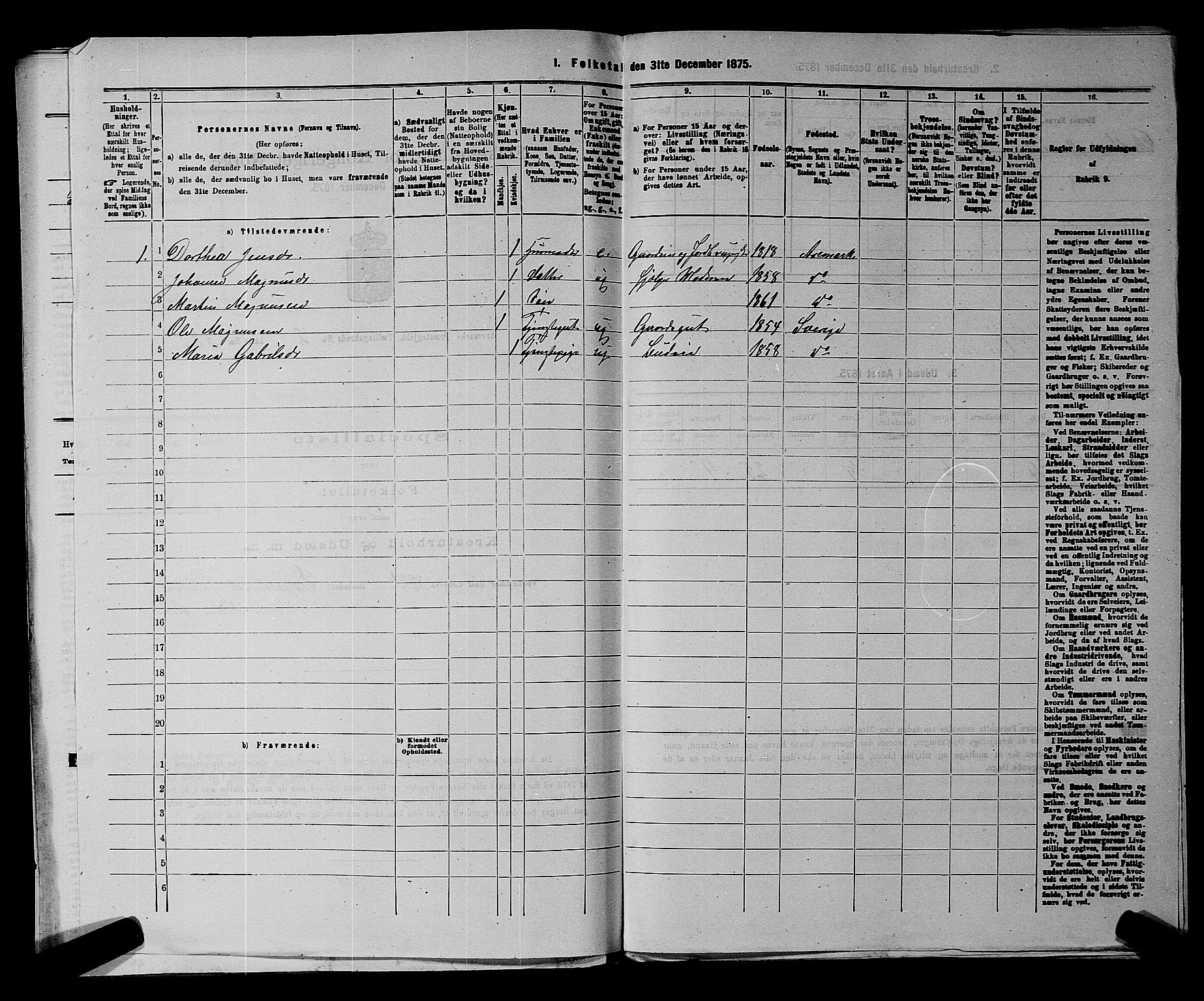RA, 1875 census for 0118P Aremark, 1875, p. 358