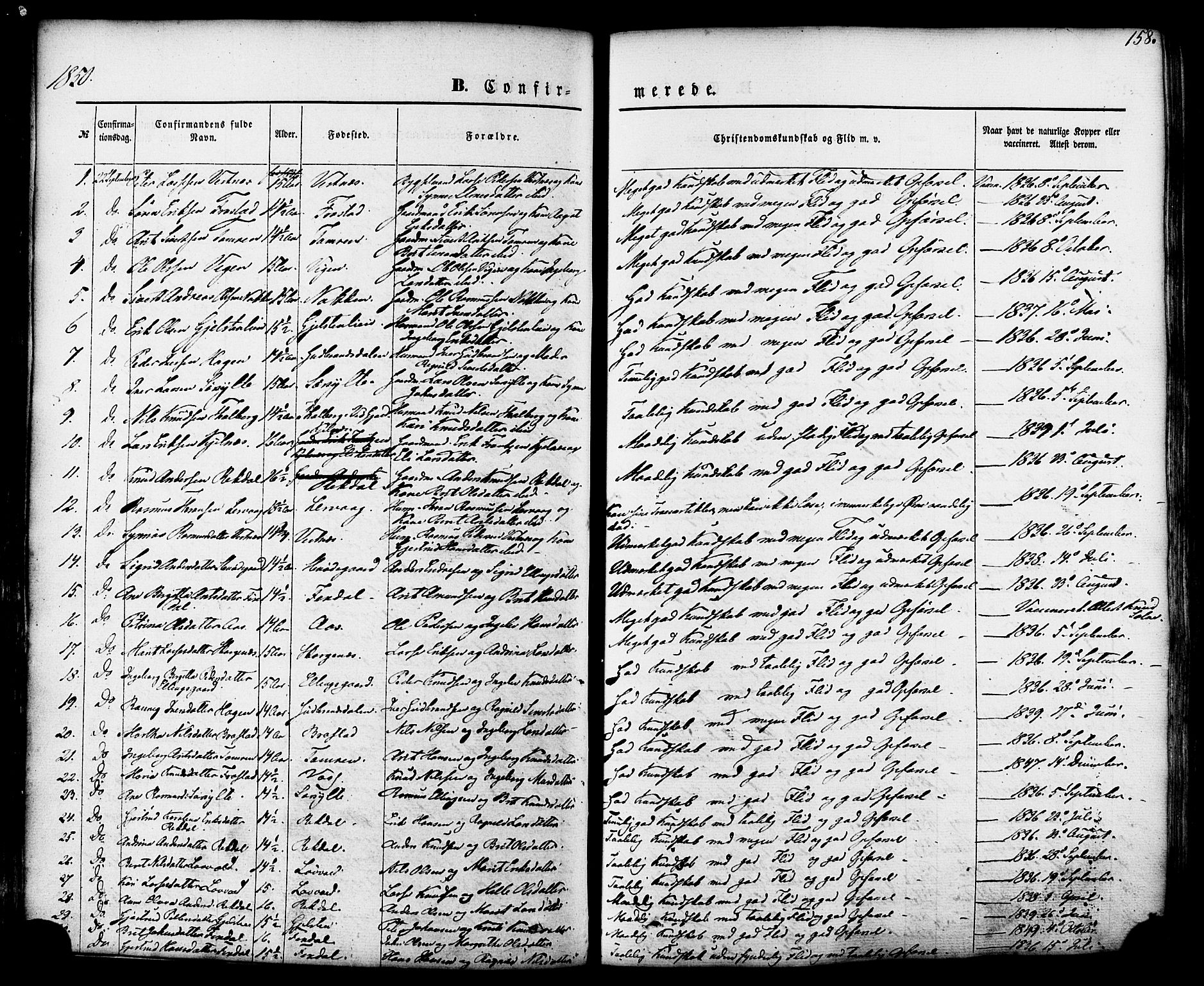 Ministerialprotokoller, klokkerbøker og fødselsregistre - Møre og Romsdal, SAT/A-1454/539/L0529: Parish register (official) no. 539A02, 1848-1872, p. 158