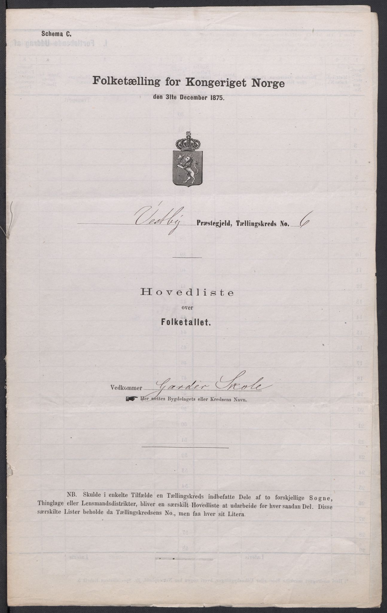 RA, 1875 census for 0211L Vestby/Vestby, Garder og Såner, 1875, p. 22