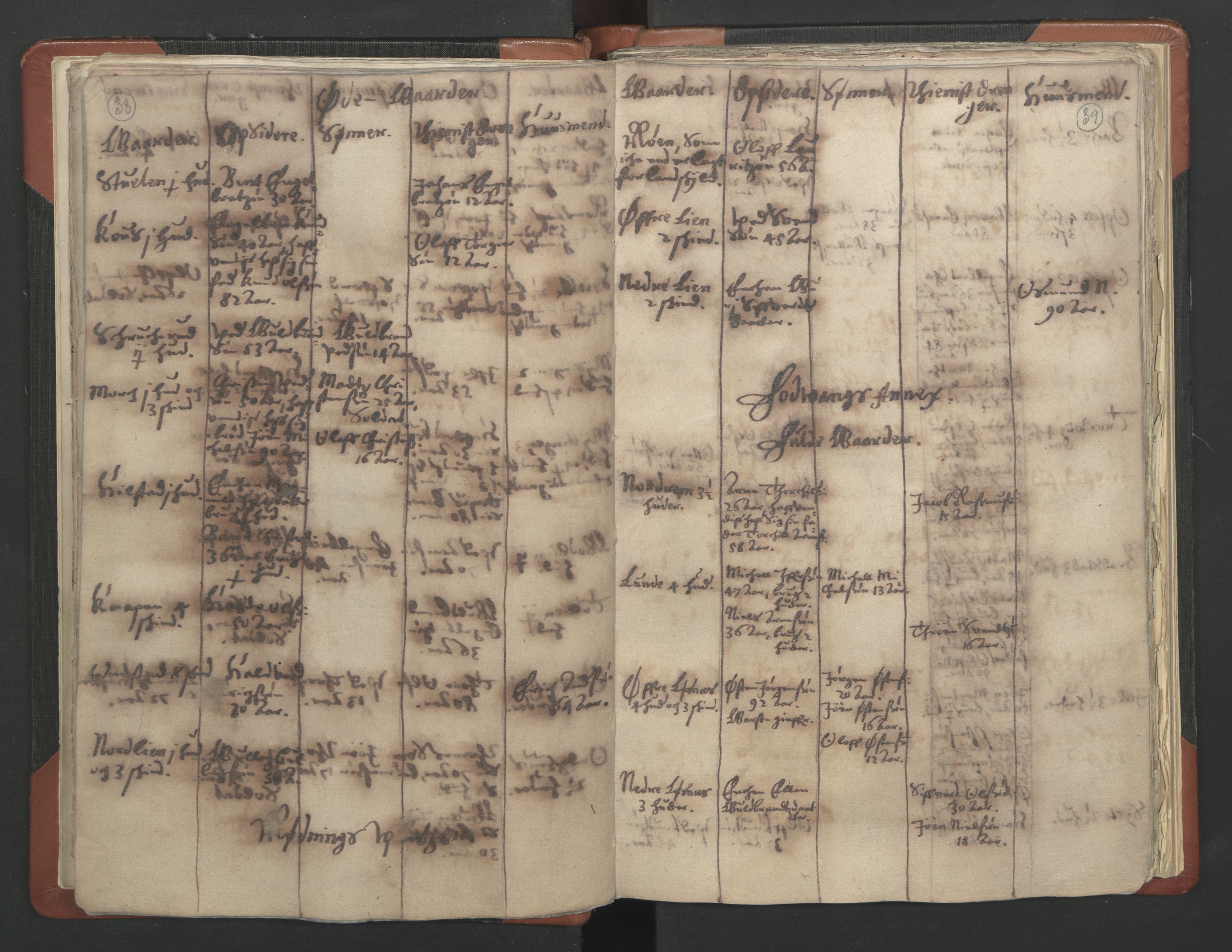 RA, Vicar's Census 1664-1666, no. 6: Gudbrandsdal deanery, 1664-1666, p. 38-39