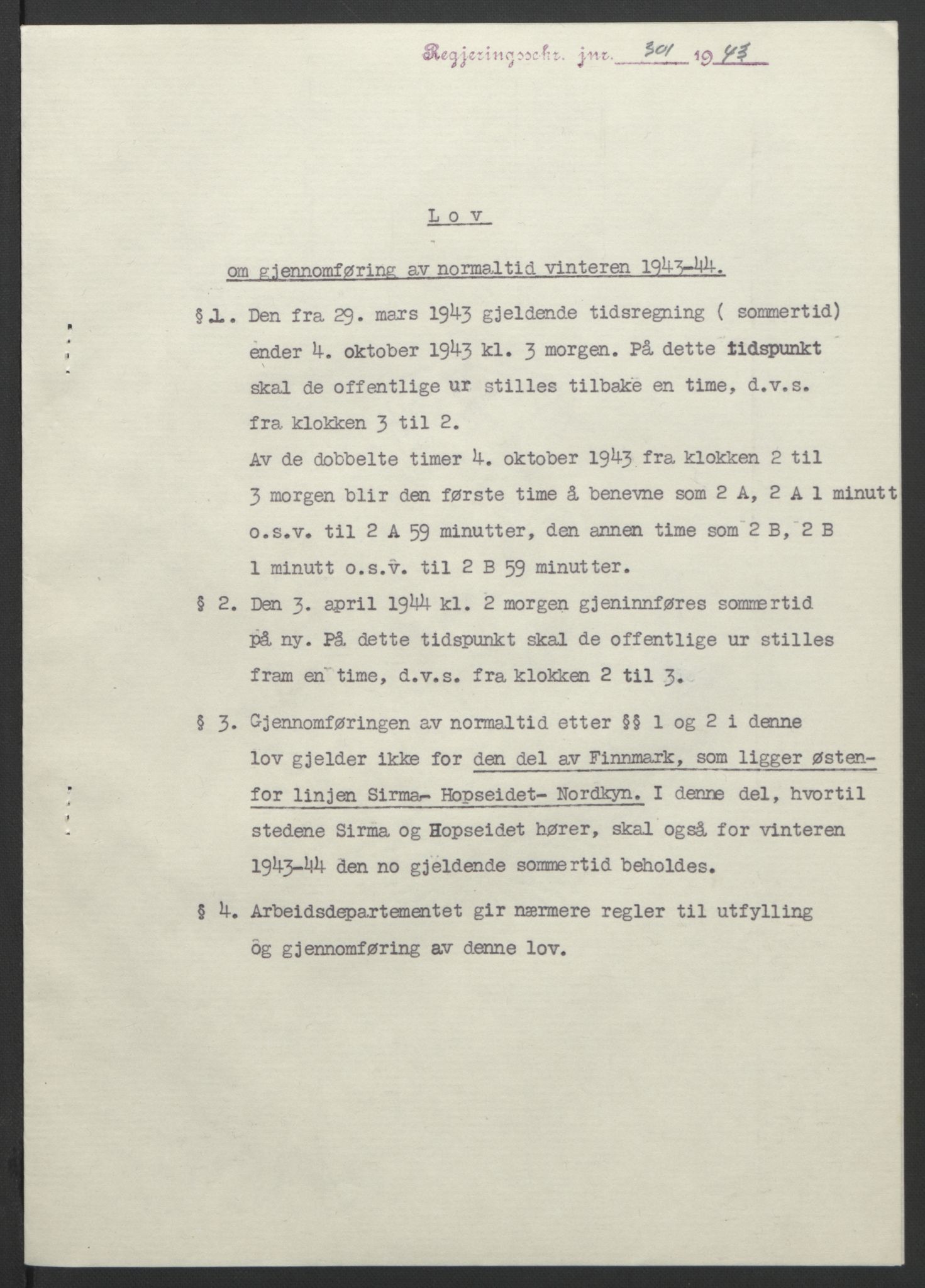 NS-administrasjonen 1940-1945 (Statsrådsekretariatet, de kommisariske statsråder mm), AV/RA-S-4279/D/Db/L0099: Lover, 1943, p. 570