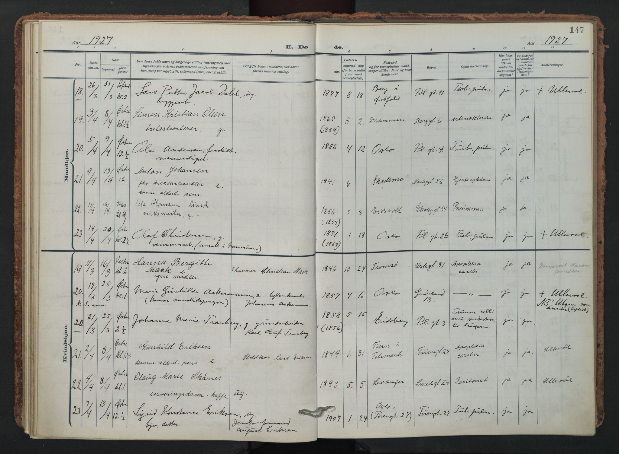 Grønland prestekontor Kirkebøker, SAO/A-10848/F/Fa/L0019: Parish register (official) no. 19, 1918-1938, p. 147